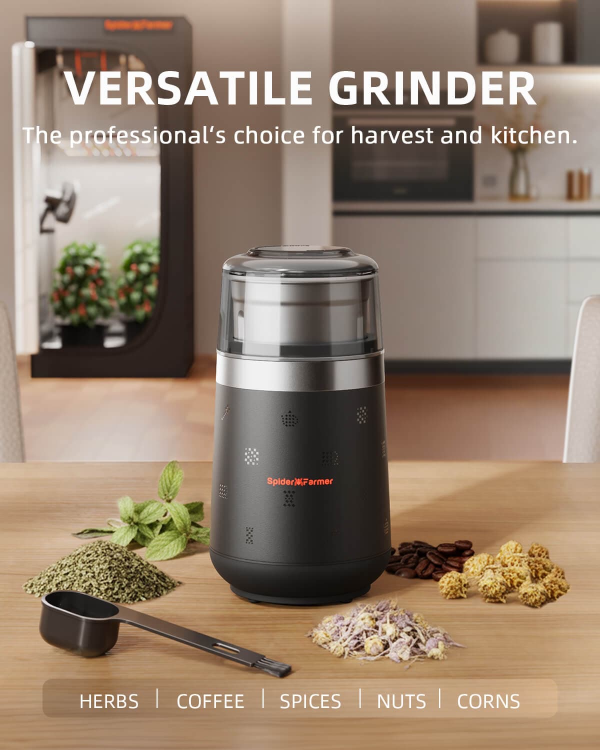 Moedor Elétrico Spider Farmer SF-Grinder-Pro 150W para Ervas e Especiarias - Moagem Eficiente e Limpeza Fácil - 2