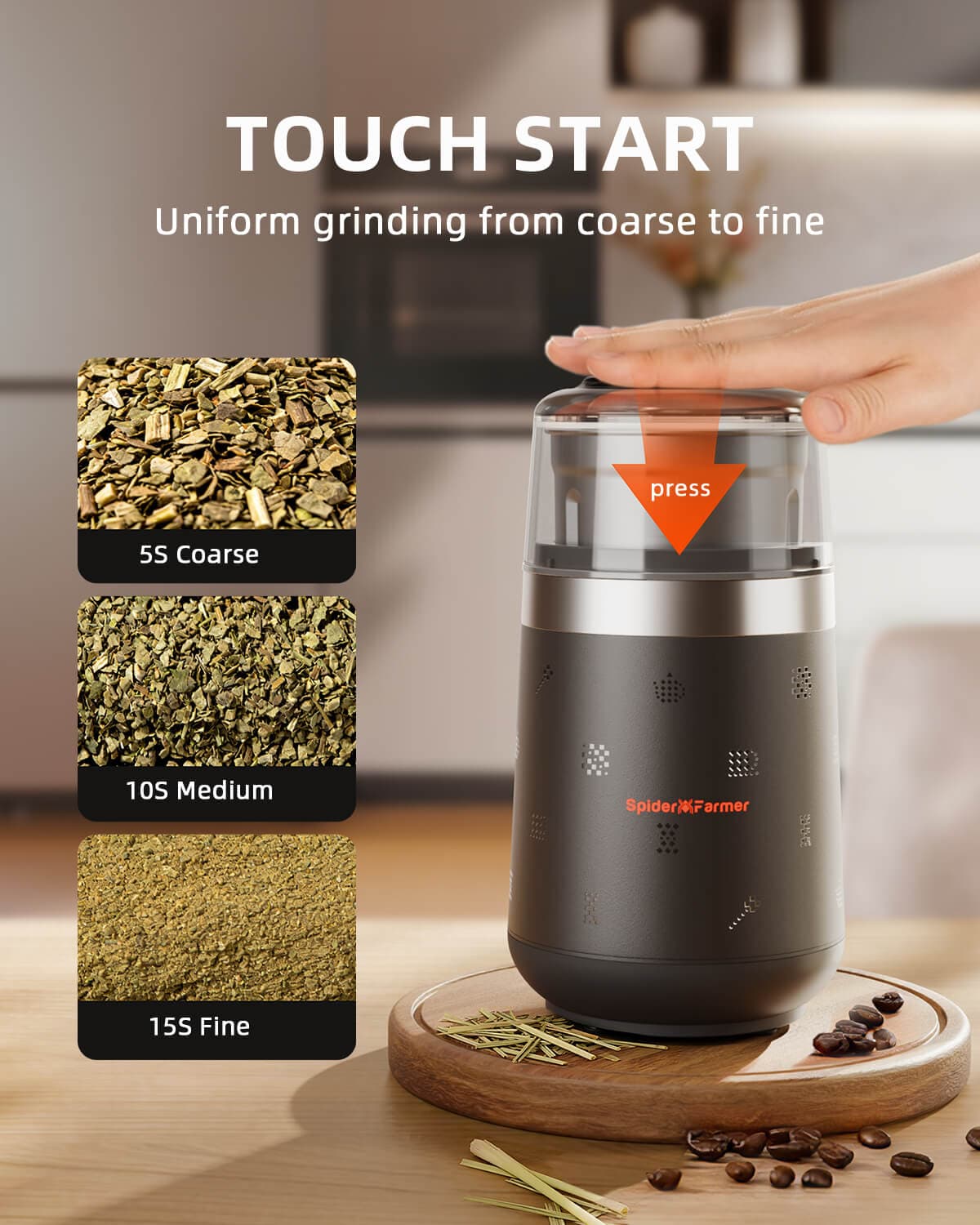 Spider Farmer SF-Grinder-Pro 150W Elektromos Fűszer- és Fűőrlő - Hatékony Őrlés és Könnyű Tisztítás - 4