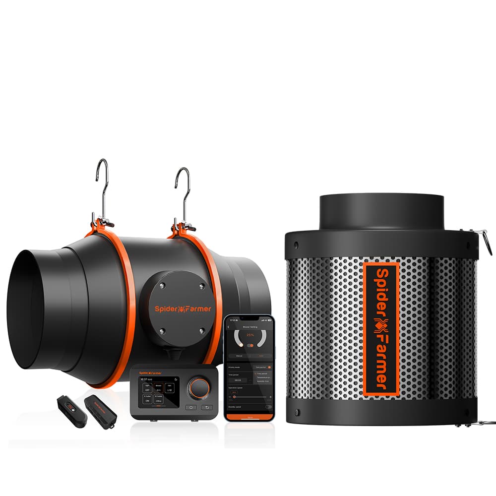 Spider Farmer 6 Inch Inline Duct Fan 402CFM + Carbon Filter - Superior Airflow for Indoor Gardens