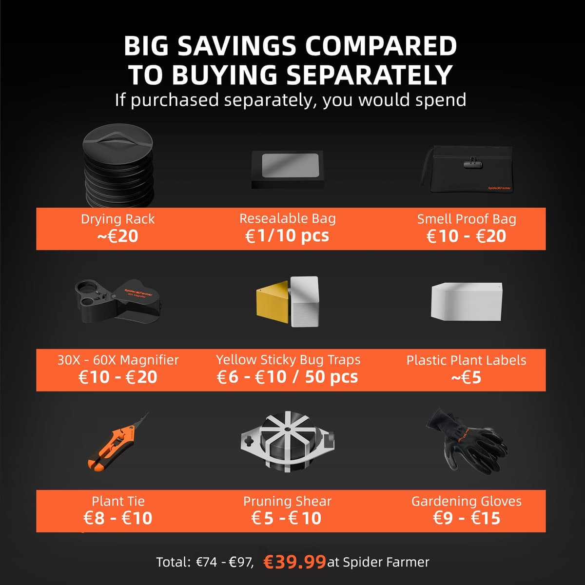 Spider Farmer 9-in-1 - Työkalupakki - Oleellinen setti sisätilojen puutarhanhoitoon - 2