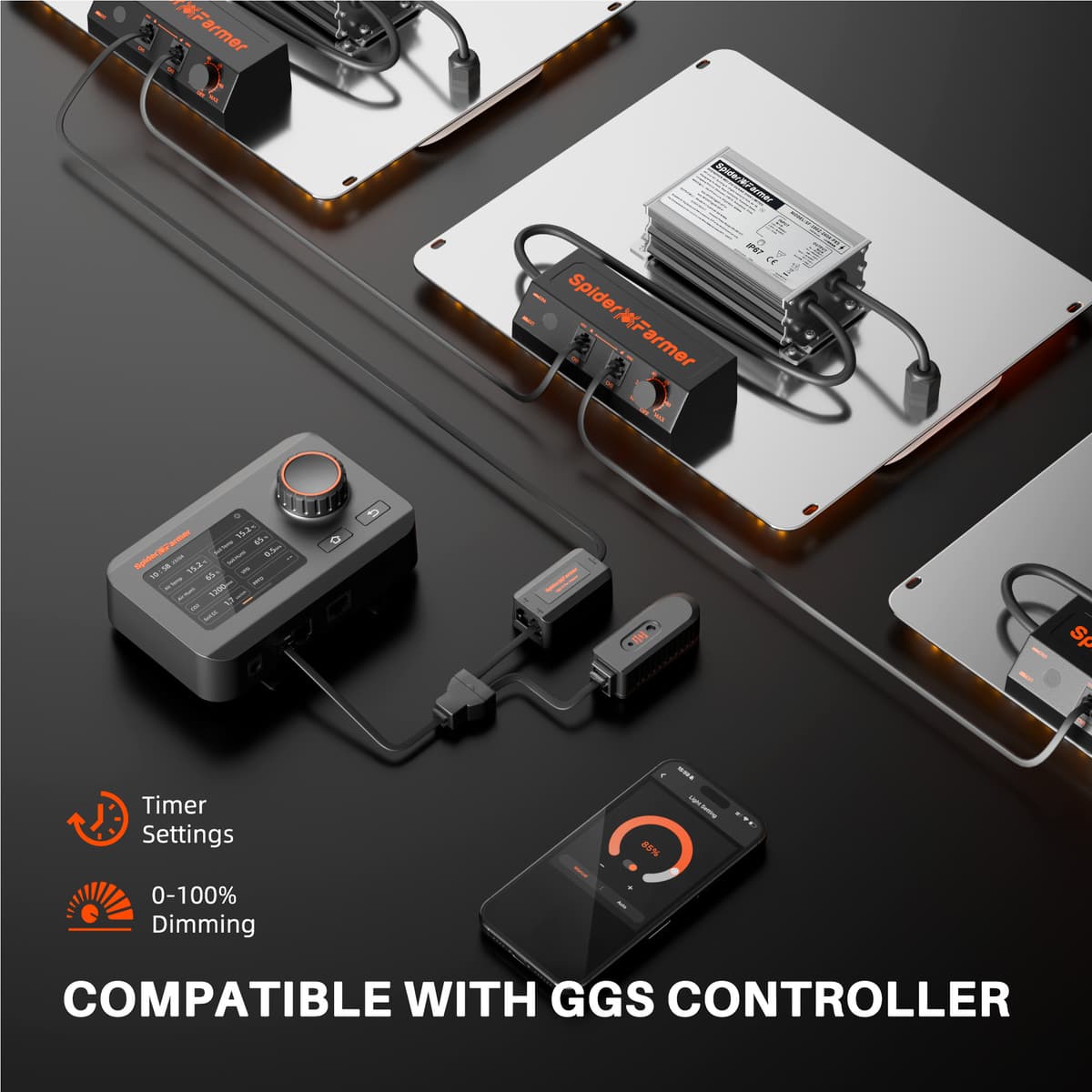 Spider Farmer SF1000D 100W LED Grow Light - Full Spectrum for 120x60cm Tents - 6