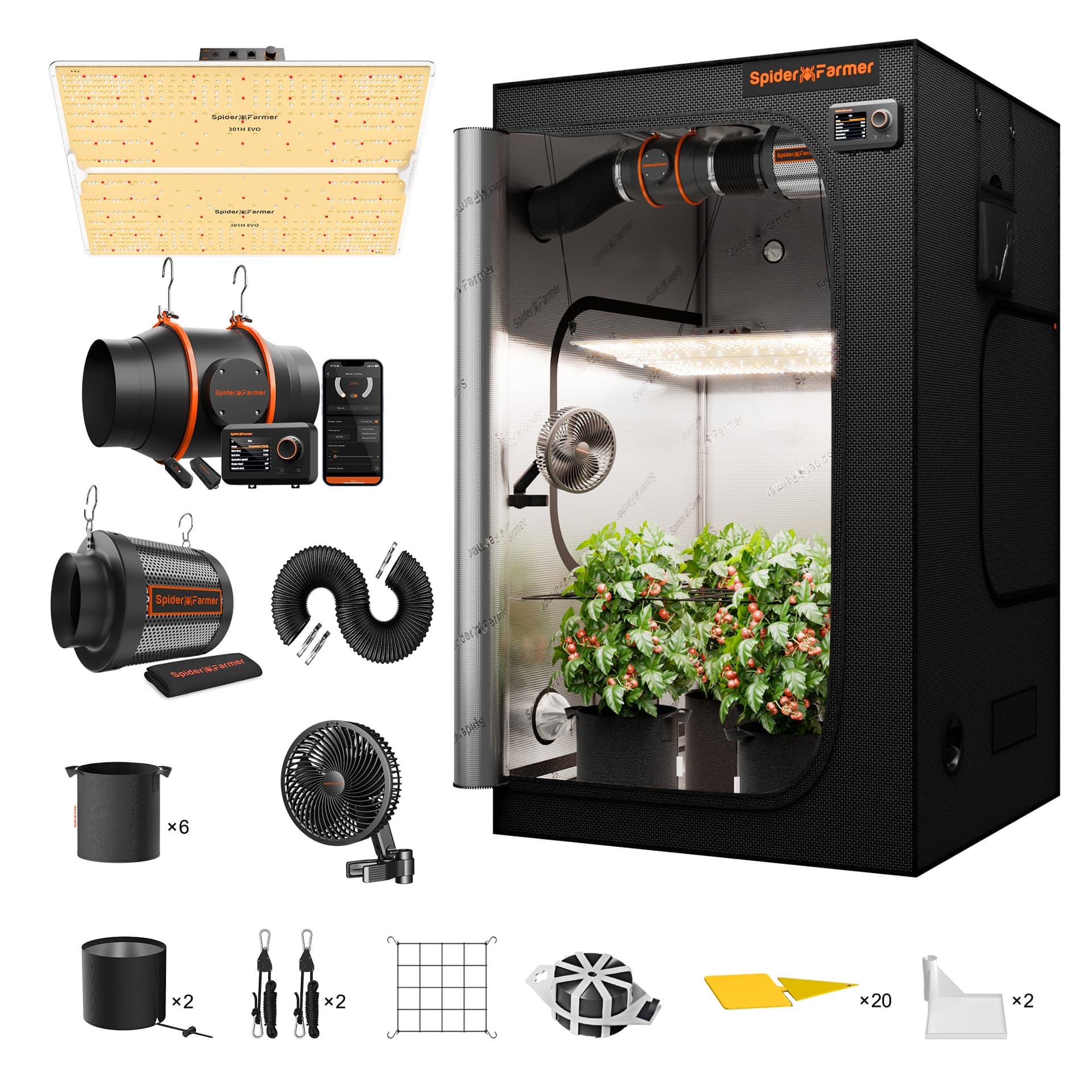 Spider Farmer SF4000 450W LED lampa do uprawy - Complete 120x120 zestaw namiotu uprawowego - 4