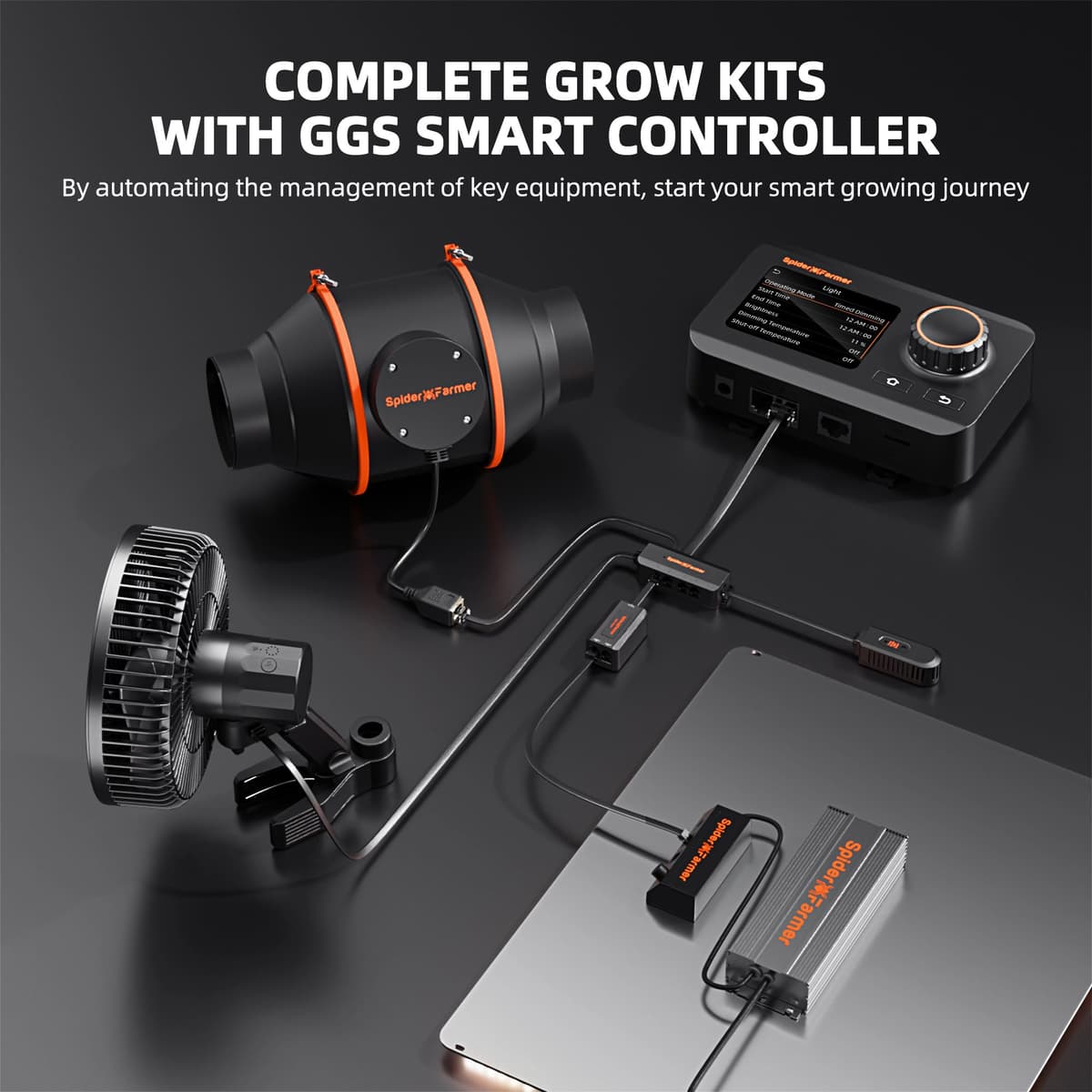 Spider Farmer SF4000 450W LED Grow Light - Complete 120x120 Grow Tent Kit - 6