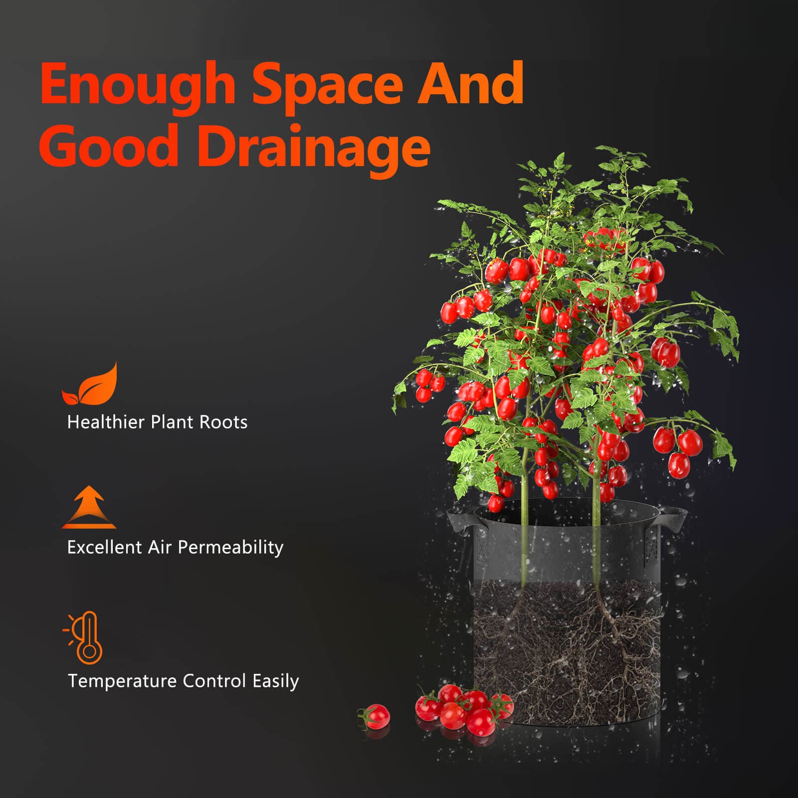 Spider Farmer 5-Pack 20L Fabric Grow Bags - Breathable & Reusable - 5