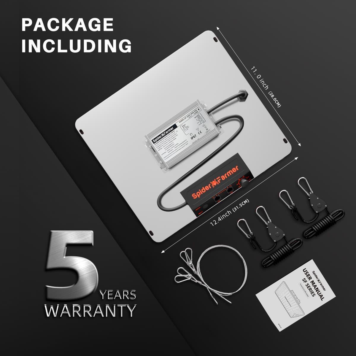 Spider Farmer SF1000D 100W LED Grow Light - Full Spectrum for Indoor Plants - 8