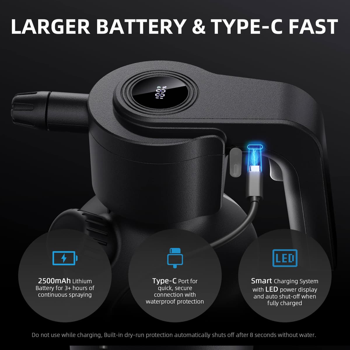 Garrafa de Spray Elétrica Spider Farmer 2L - Nebulizador de Plantas Recarregável - 3