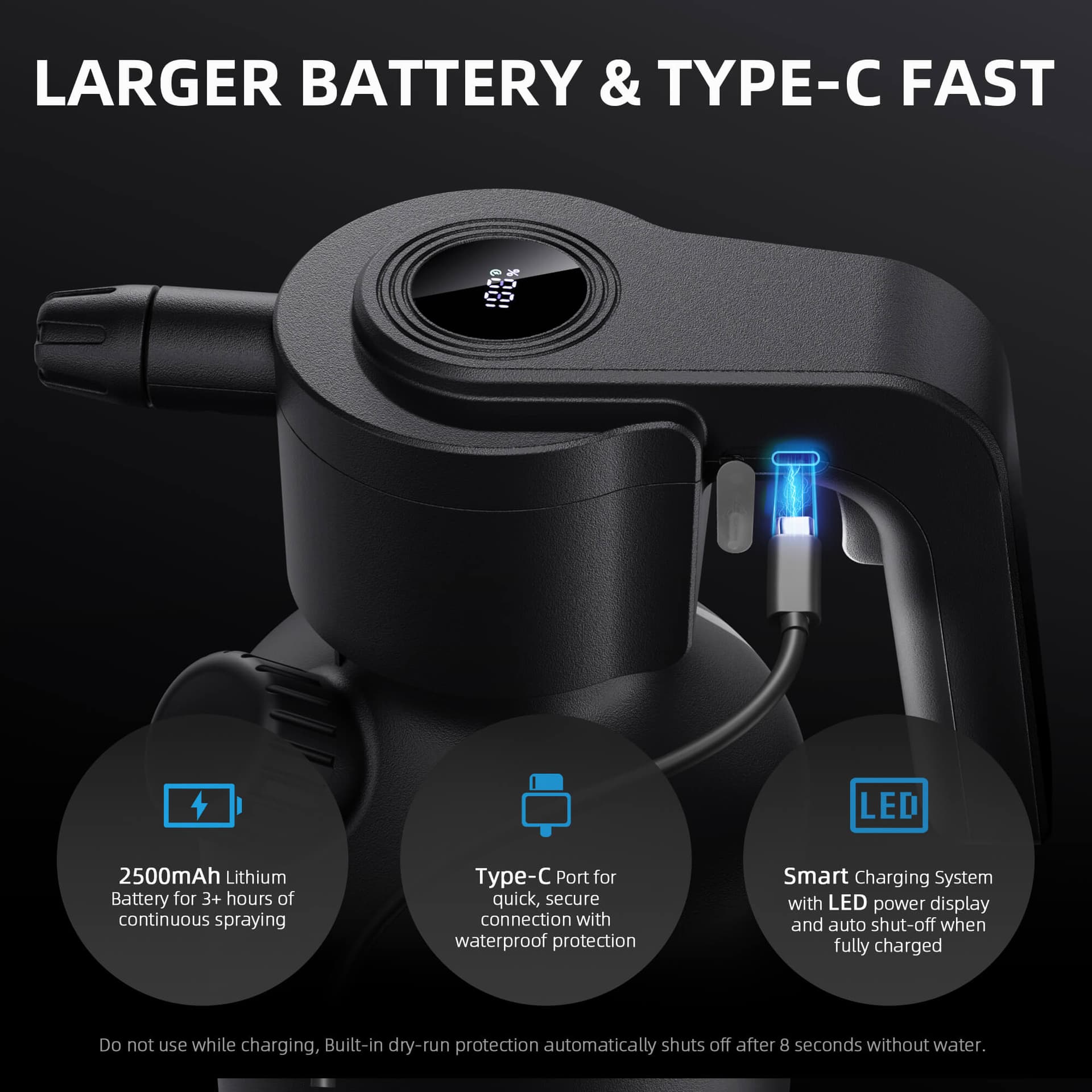 Spider Farmer 2L Electric Spray Bottle - Type-C Rechargeable Plant Mister - 3
