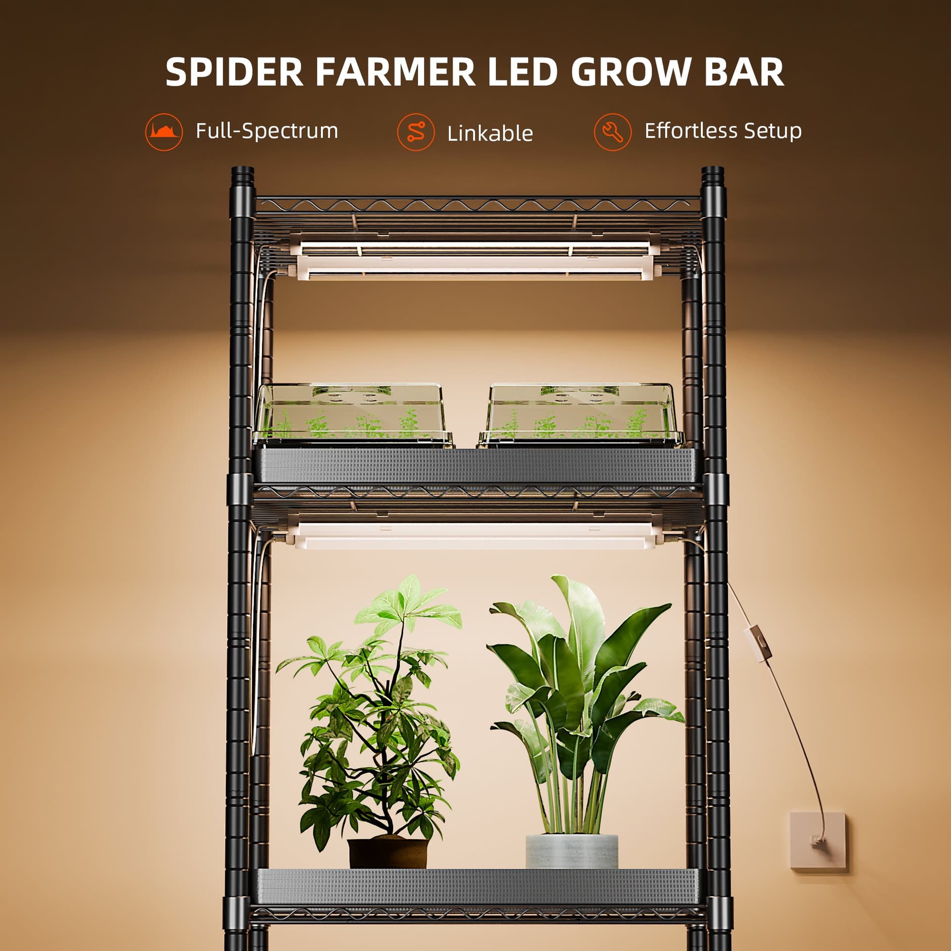 Spider Farmer SF-GlowBar10D 40W Dimmable LED Növénylámpa Csíkok - Teljes Spektrumú Belső Világítás - 6