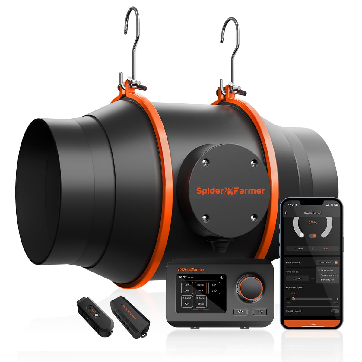 Ventilador Inline Spider Farmer 150mm 6 Polegadas 402 CFM - Controle Eficiente de Fluxo de Ar - 1