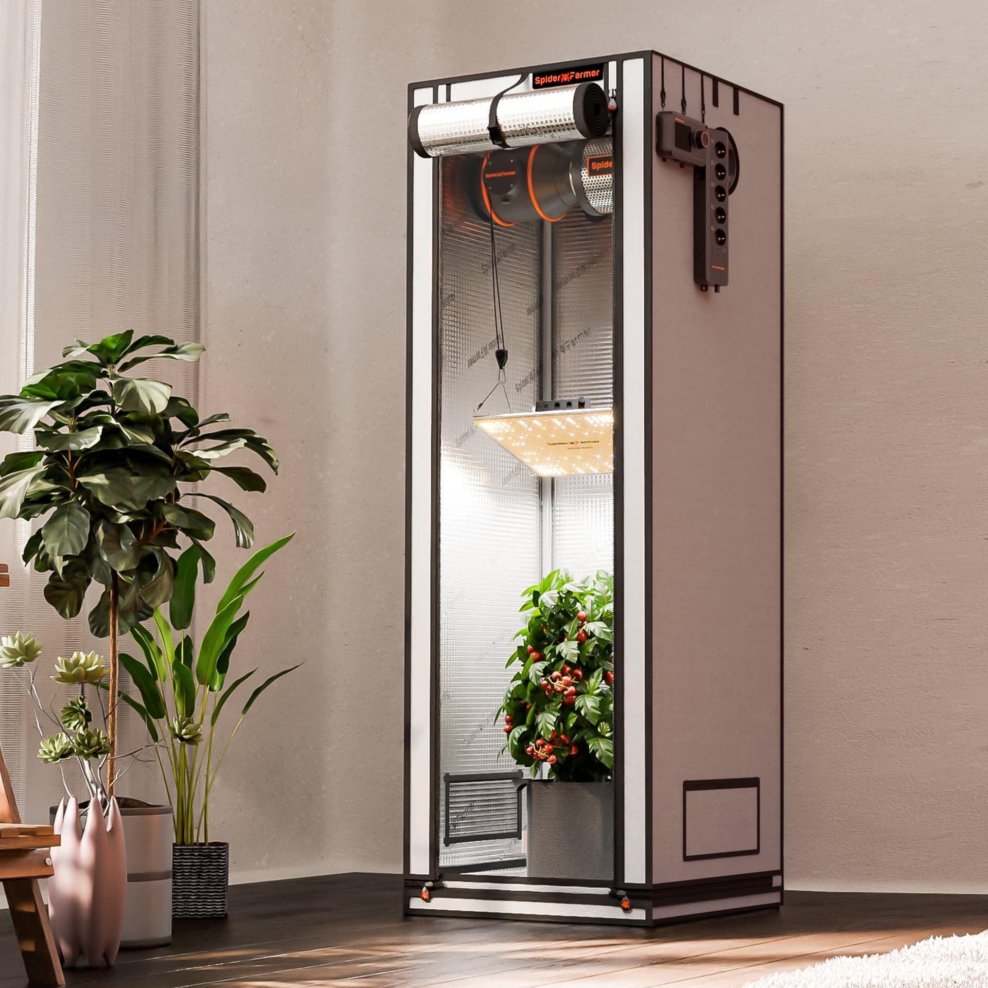Spider Farmer 60x60x180cm Pro Indoor Grow Tent - Visoka refleksija za optimalno rast - 8