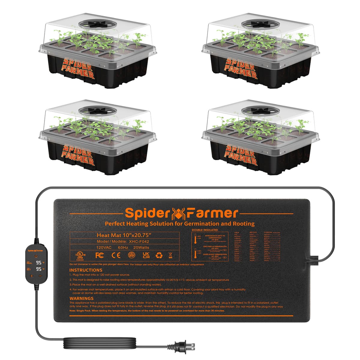 Spider Farmer 52x25cm Saltea Termică pentru Răsaduri - Crește Rata de Germinare - 1