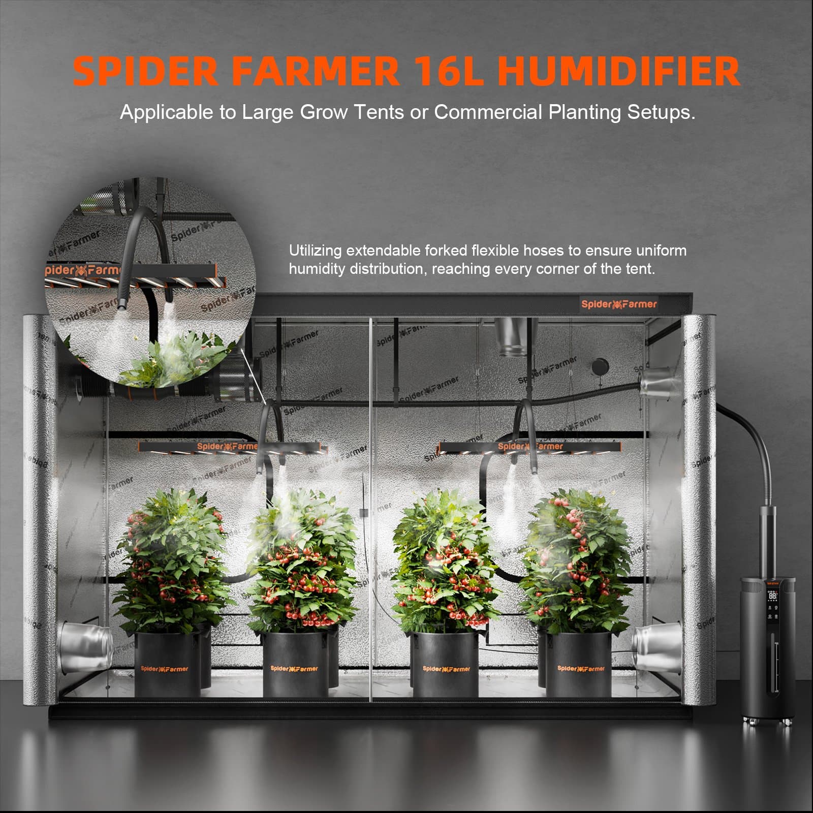 Spider Farmer 16L Ultraäänikostutin - Optimaalinen kosteus sisäkasvatukseen - 8