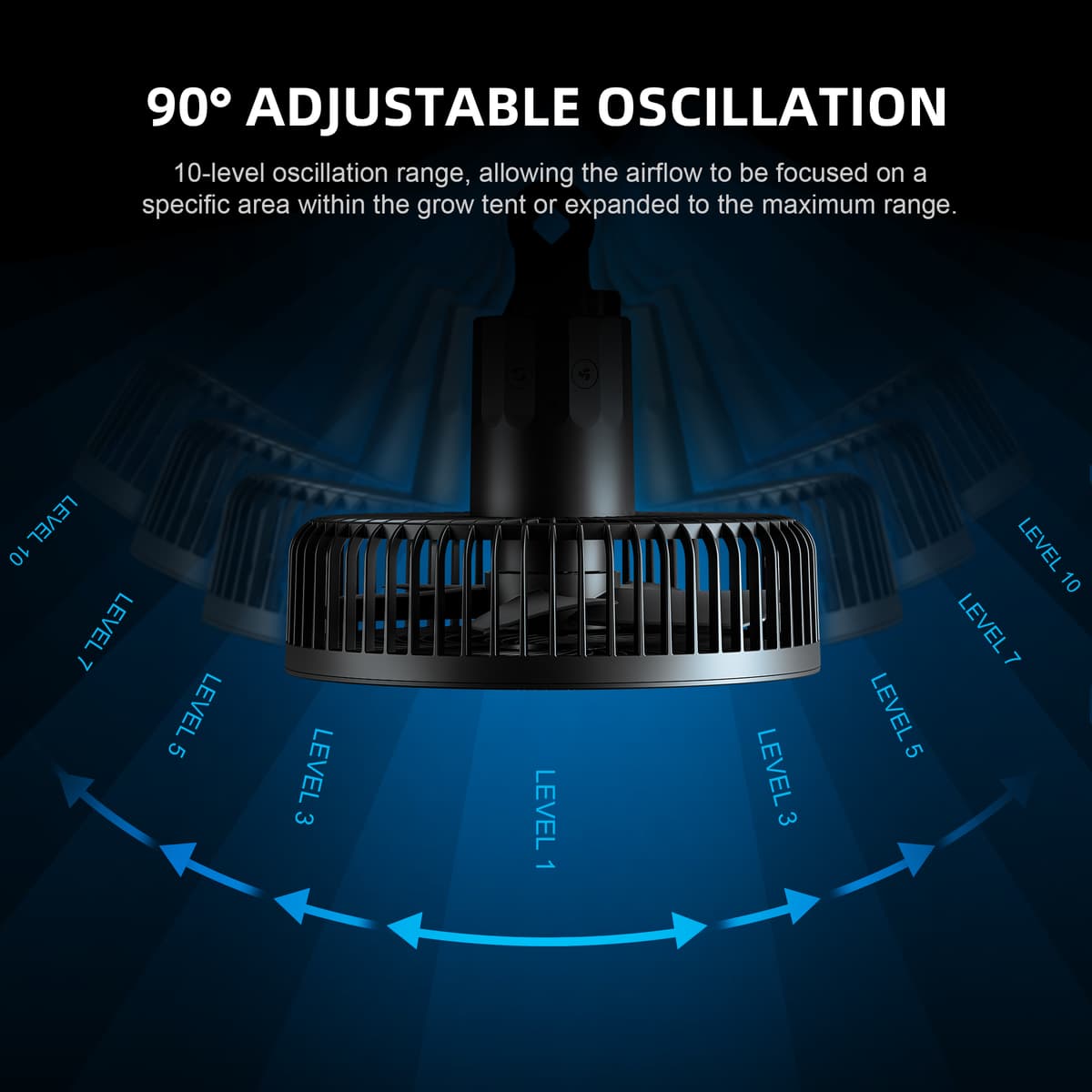 Spider Farmer 6-Palcový Klip Ventilátor - 10 Rýchlostí pre Optimálny Prúd Vzduchu - 6