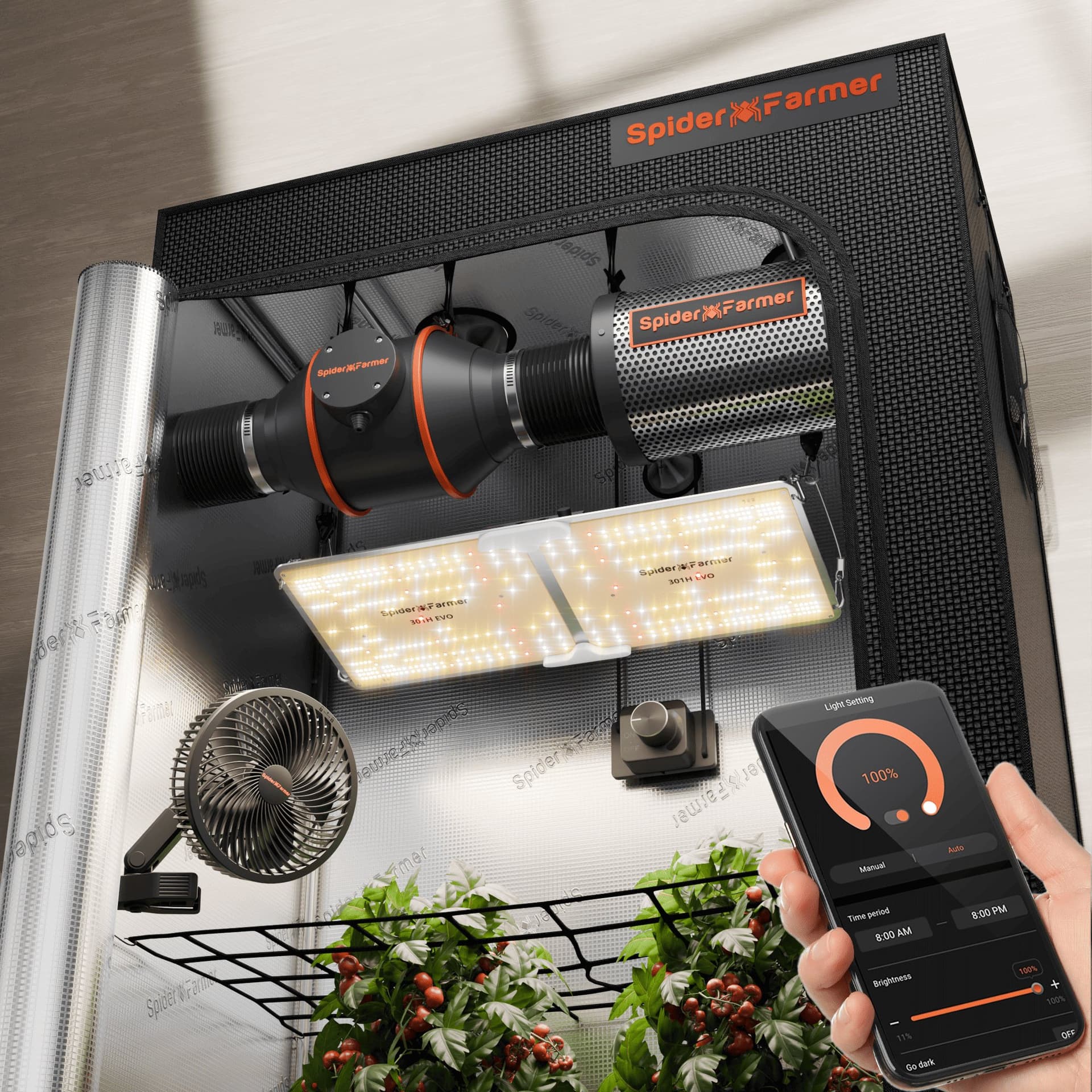 Spider Farmer SF2000 301H EVO Kit Complet pentru Cort de Creștere - Soluție Indoor All-in-One - 1