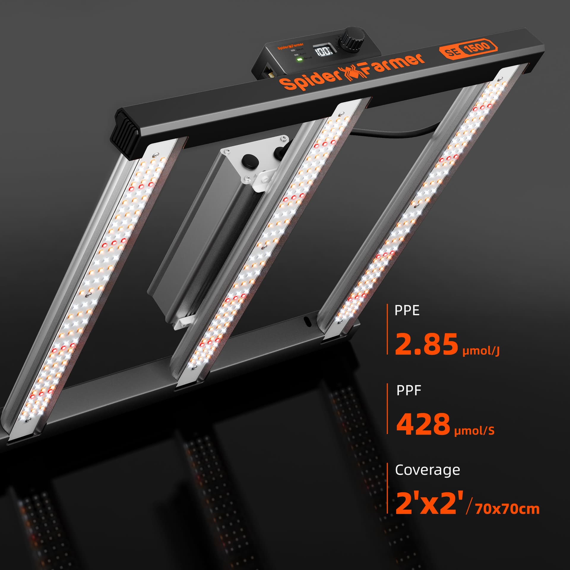 Spider Farmer SE1500 EVO 150W LED φως καλλιέργειας - Συμπληρωμένο Set Ανθογενετικής Σκηνής - 3