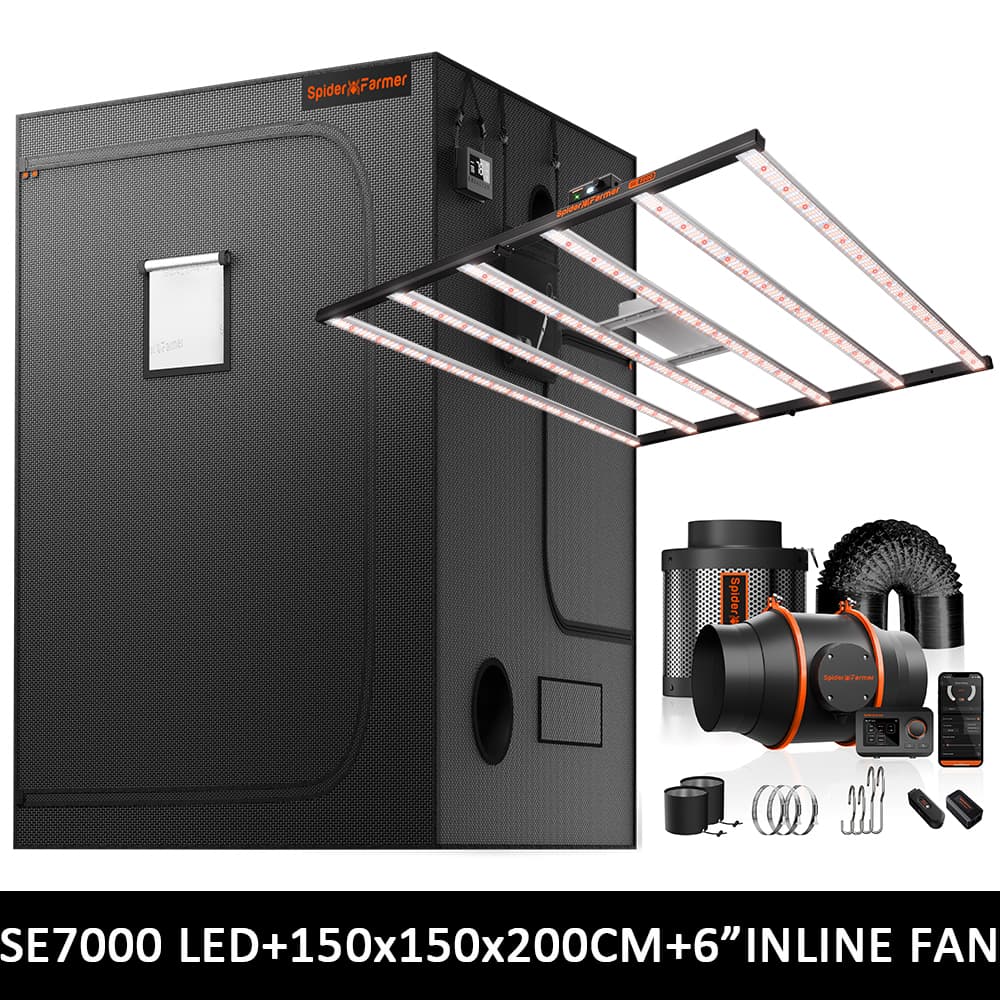 Spider Farmer SE7000 730W LED Növényfény - Teljes 150x150cm Növénytermesztő sátor Készlet - 1
