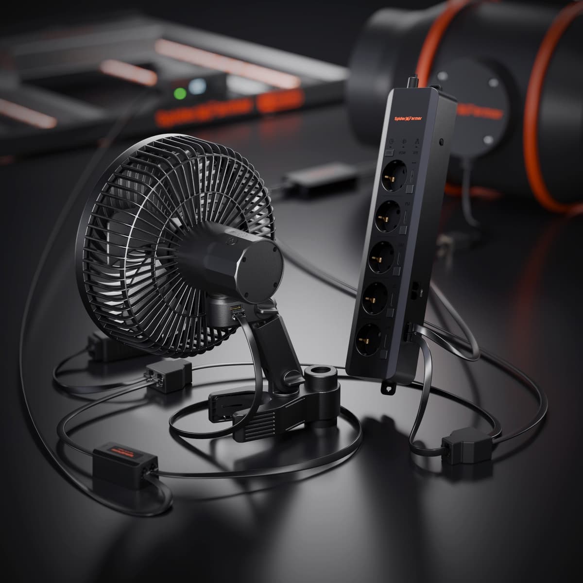 Spider Farmer 6” Clip Fan + GGS AC5 Power Strip Kit - Smart Climate Control - 2