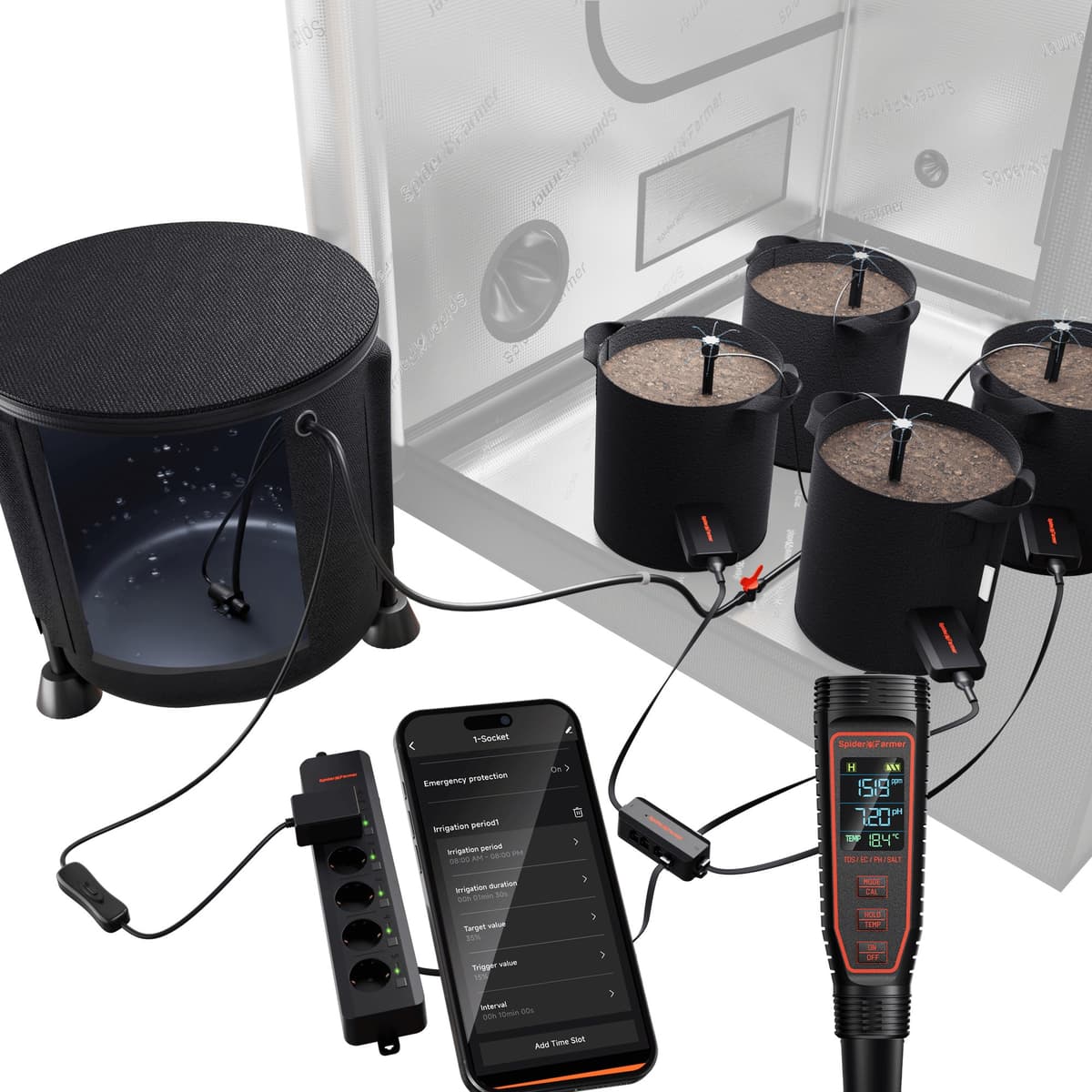 Spider Farmer GGS AC5 Smart Power Strip - Komplett växtpaket - 1