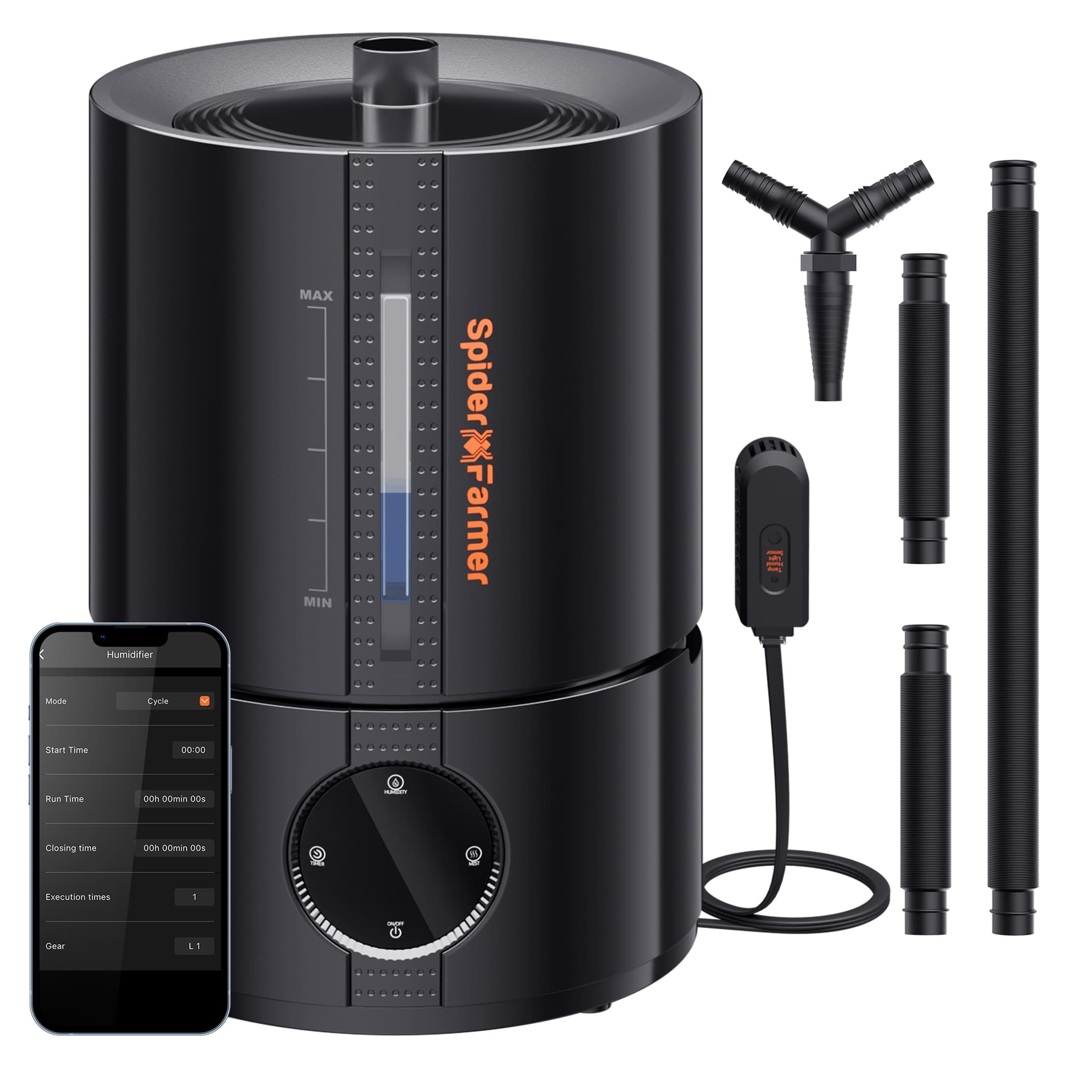 Spider Farmer SF-Humidifier5 5L Umidificatore Intelligente a Nebulizzazione Fresca - Controllo Ottimale dell'Umidità per tenda da coltivazione Interni - 1