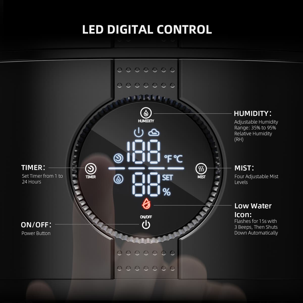 Spider Farmer SF-Humidifier5 5L Umidificator Inteligent cu Vapori Rece - Control Optim al Umidității pentru Corturi de Crescere Interioare - 2