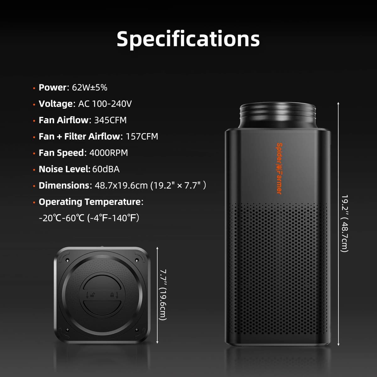 Spider Farmer Sistem de Ventilație 6-Inch 2-in-1 cu Controler GGS - Control Plug-and-Play al Mirosurilor și Circulației Aerului - 2