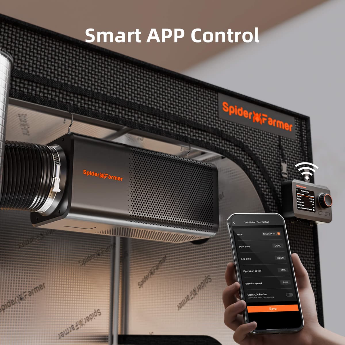 Spider Farmer Sistem de Ventilație 6-Inch 2-in-1 cu Controler GGS - Control Plug-and-Play al Mirosurilor și Circulației Aerului - 9
