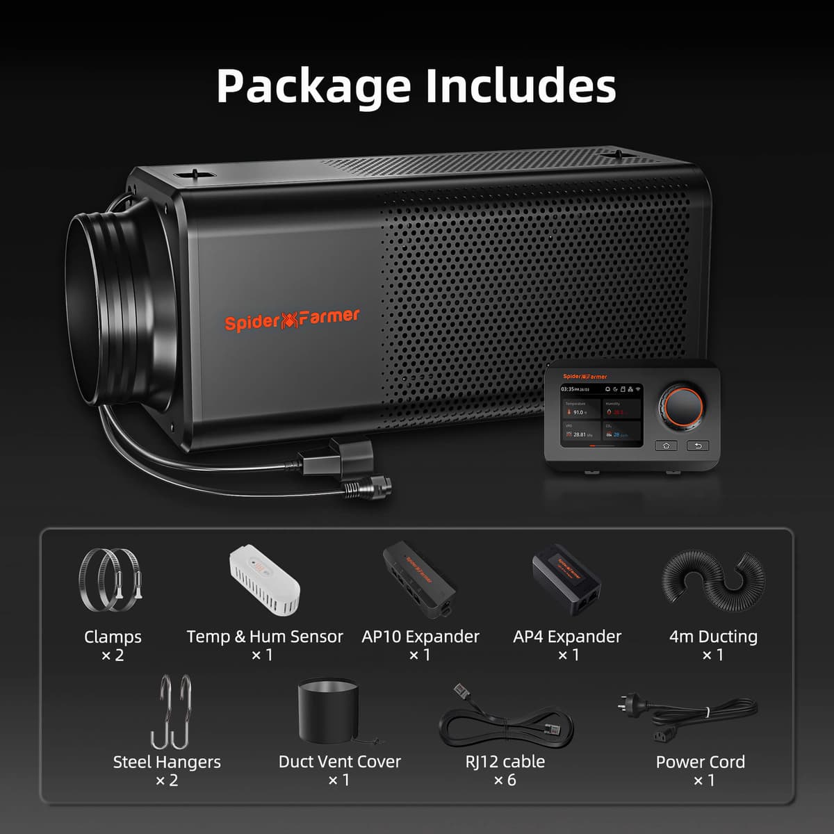 Spider Farmer Sistem de Ventilație 6-Inch 2-in-1 cu Controler GGS - Control Plug-and-Play al Mirosurilor și Circulației Aerului - 10
