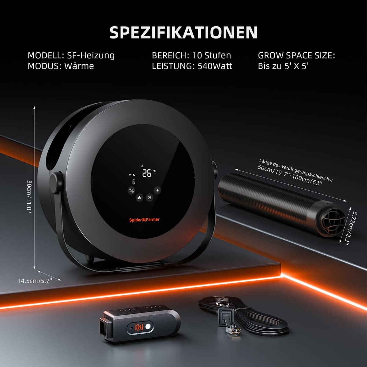 Θερμοσίφωνας Spider Farmer 540W για Φυτοκαλλιέργεια – Έξυπνη Θέρμανση PTC για Εσωτερικά Φυτά - 9