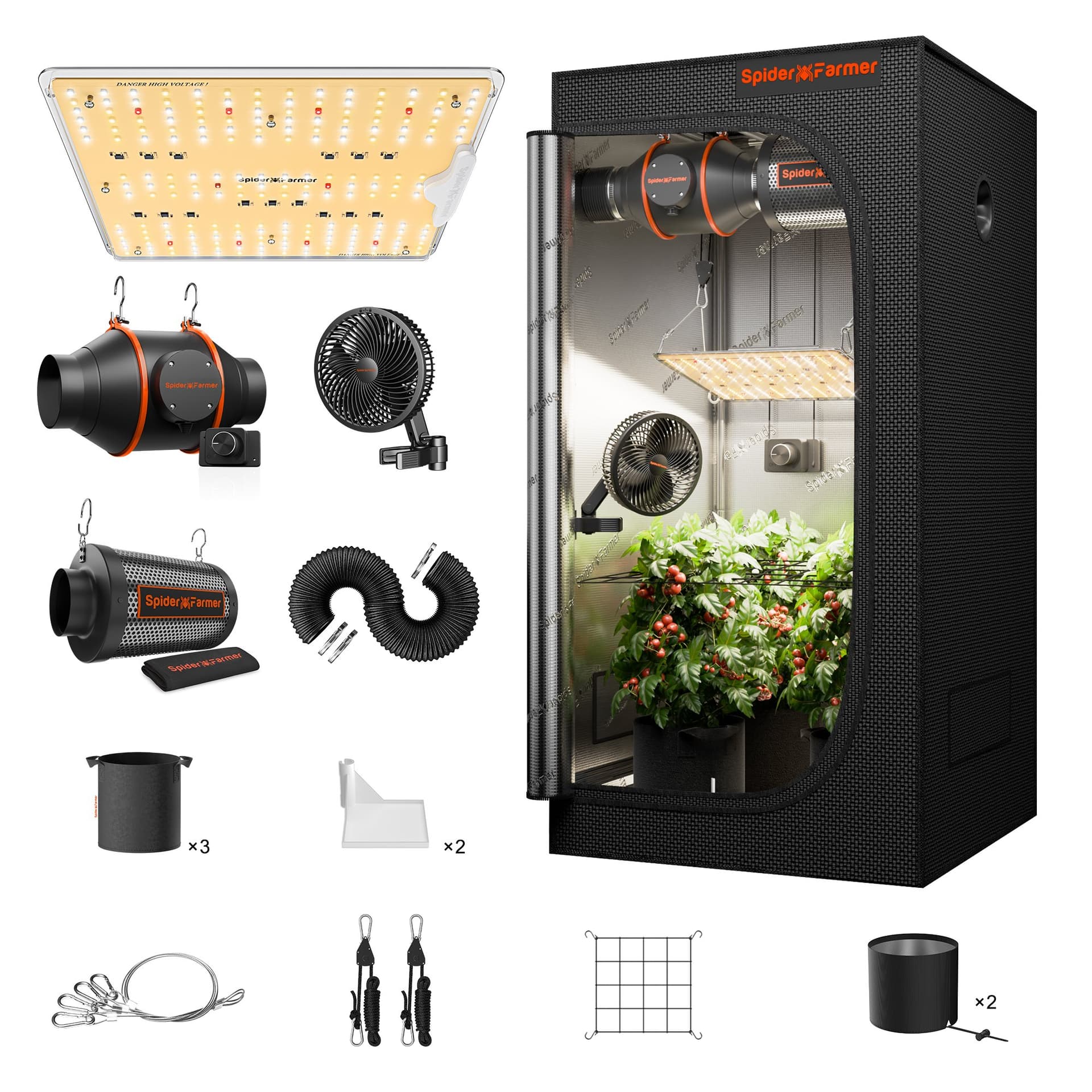 Kit box di coltivazione Spider Farmer SF1000D 100W Samsung LM301B - Luce LED spettro completo + Sistema di Ventilazione - 4