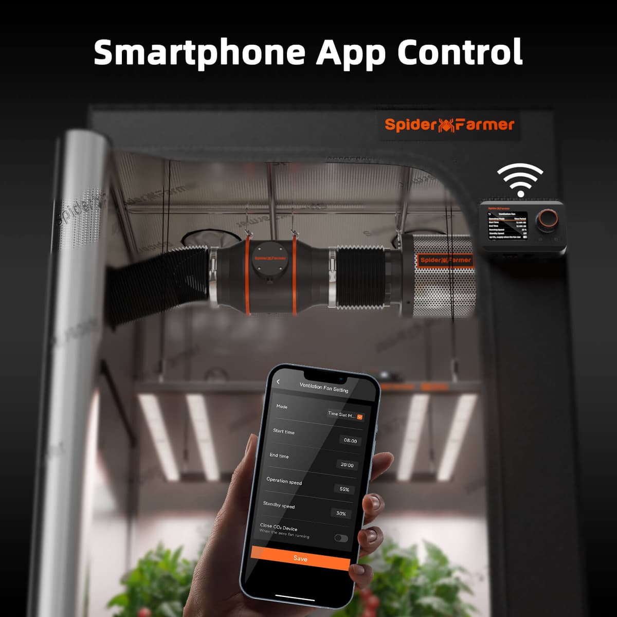 Вентилатор Spider Farmer 100mm 4 инча за вътрешна вентилация - 205CFM - Умно управление на климата за култивационни помещения - 10