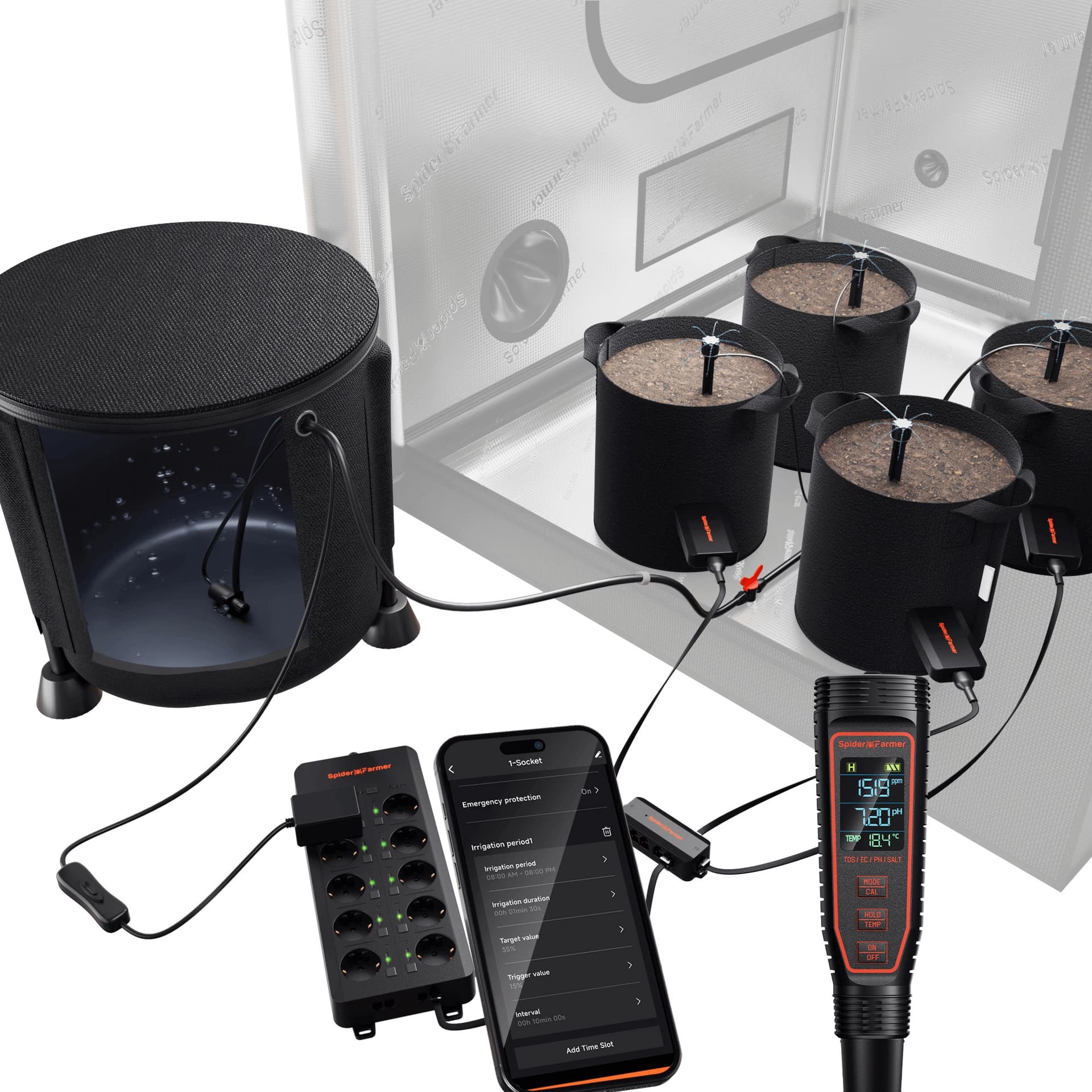 Spider Farmer GGS AC10 Smart Bundle - Complete Monitoring & Irrigation Kit for Indoor Growers