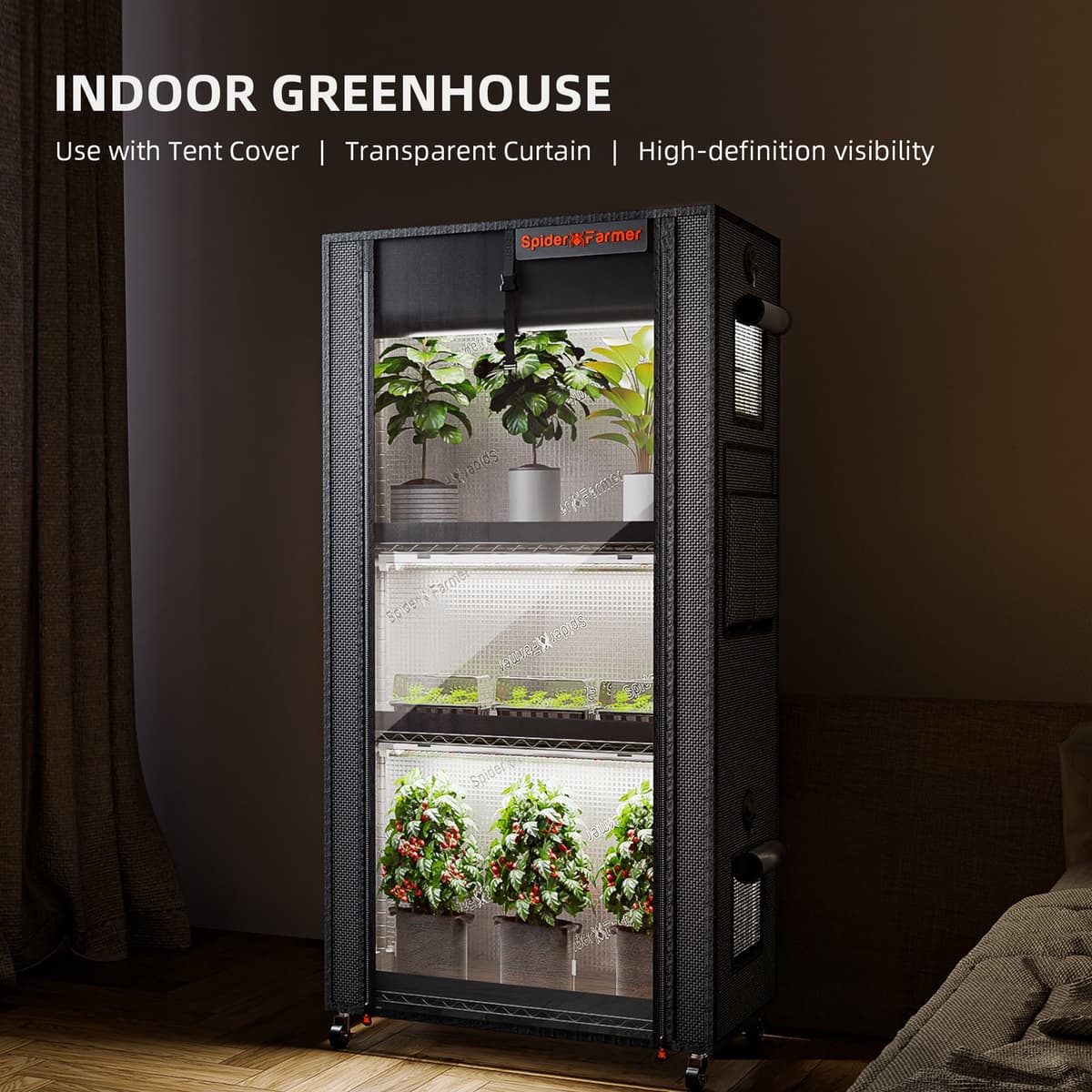 Stativ Spider Farmer cu 4 Etaje și Lumină de Cultivare 108W - Kit Seră Indoor Reglabilă - 3