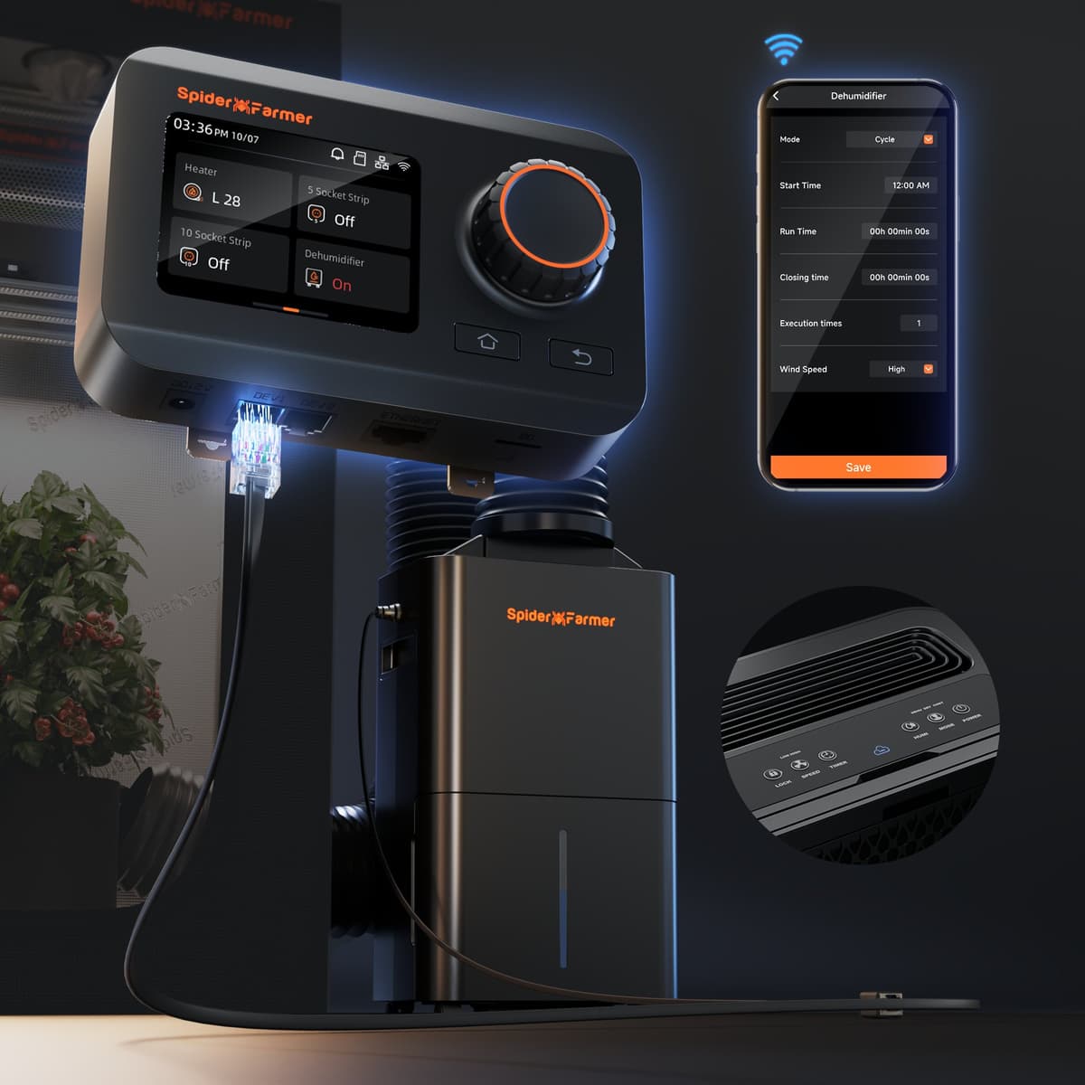 Balík Spider Farmer GGS Controller + 15L Kompresorový Odvlhčovač - Chytrá regulácia klímy pre rastové priestory - 2
