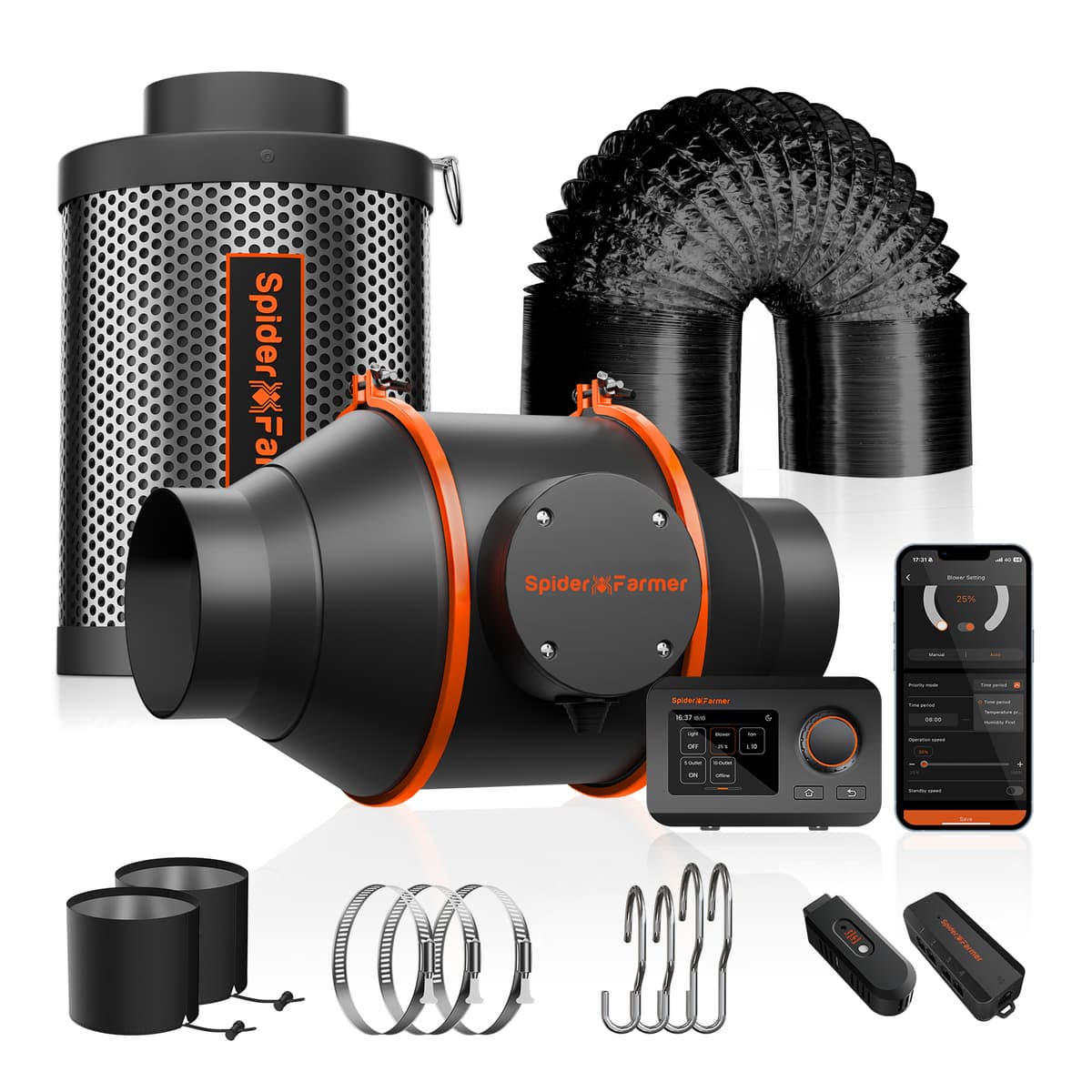 Kit Cultivare Spider Farmer SF2000PRO EVO 200W - Tenta LED Full Spectrum 90x90x180cm cu Controler Smart & Ventilație - 5
