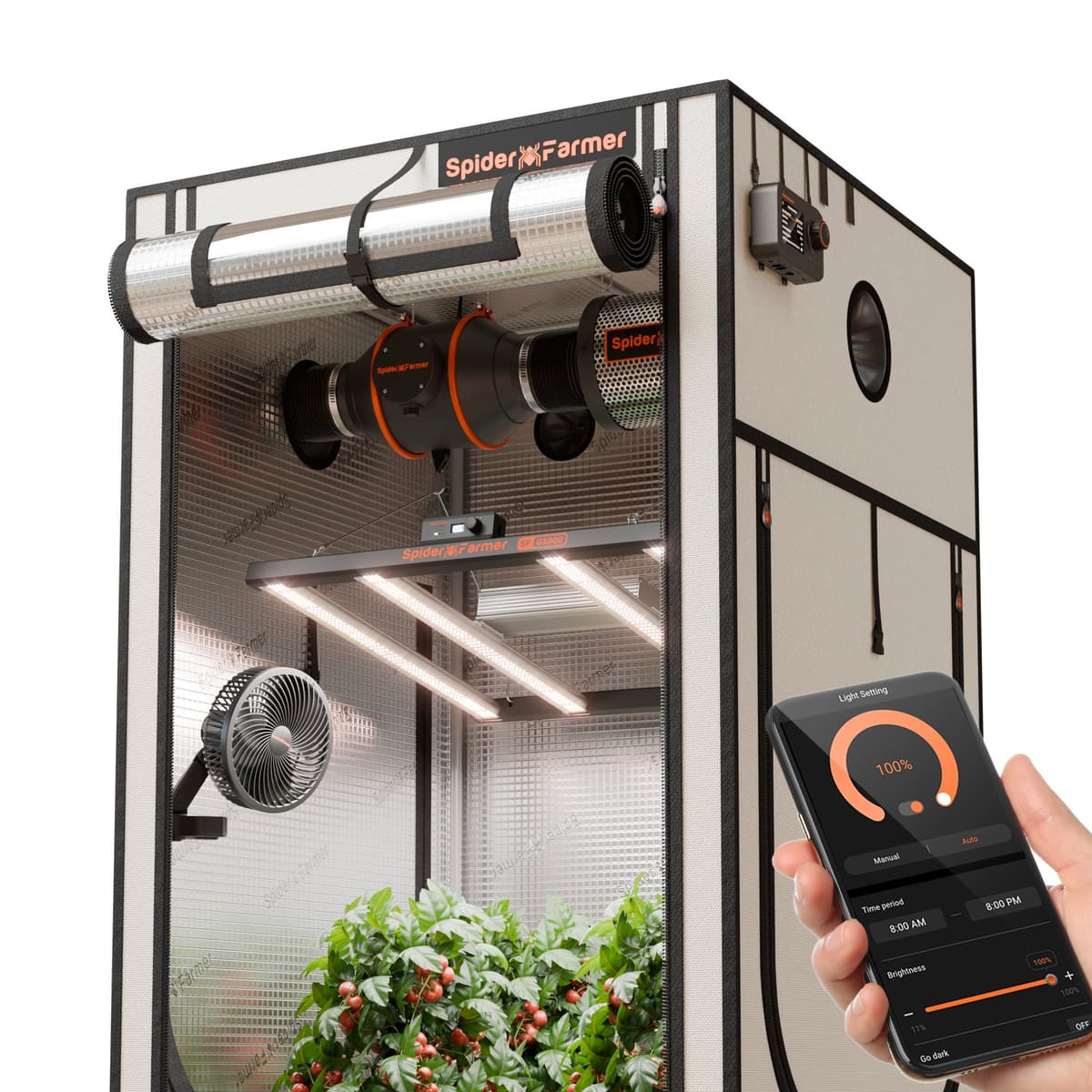 Kit Completo Spider Farmer Smart G3000 300W - Sistema Todo-en-Uno para 3-6 Plantas - 1