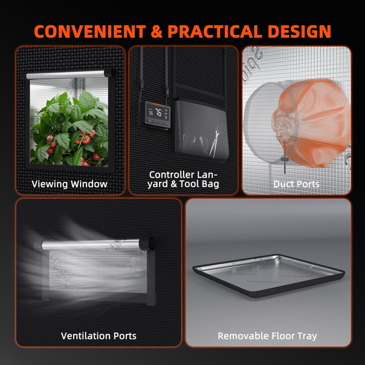 Kit Smart Spider Farmer 240x240x200cm - 4x Lumină LED G5000 480W + Sistem de Ventilație - 9