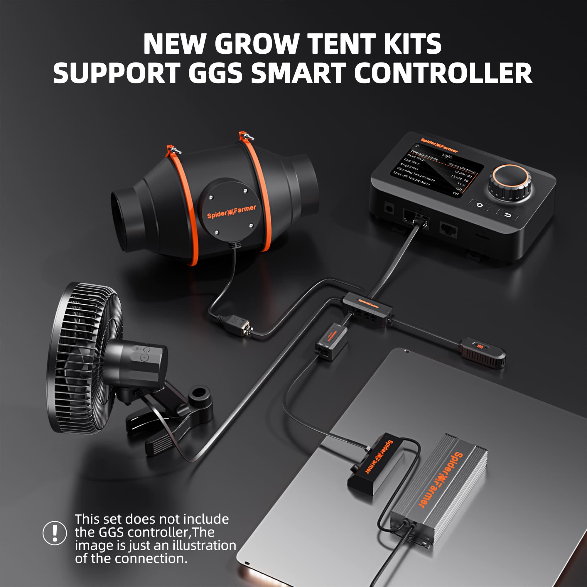 Spider Farmer SF4000 450W LED Kweeklamp - Complete Kweek Tent Kit - 7