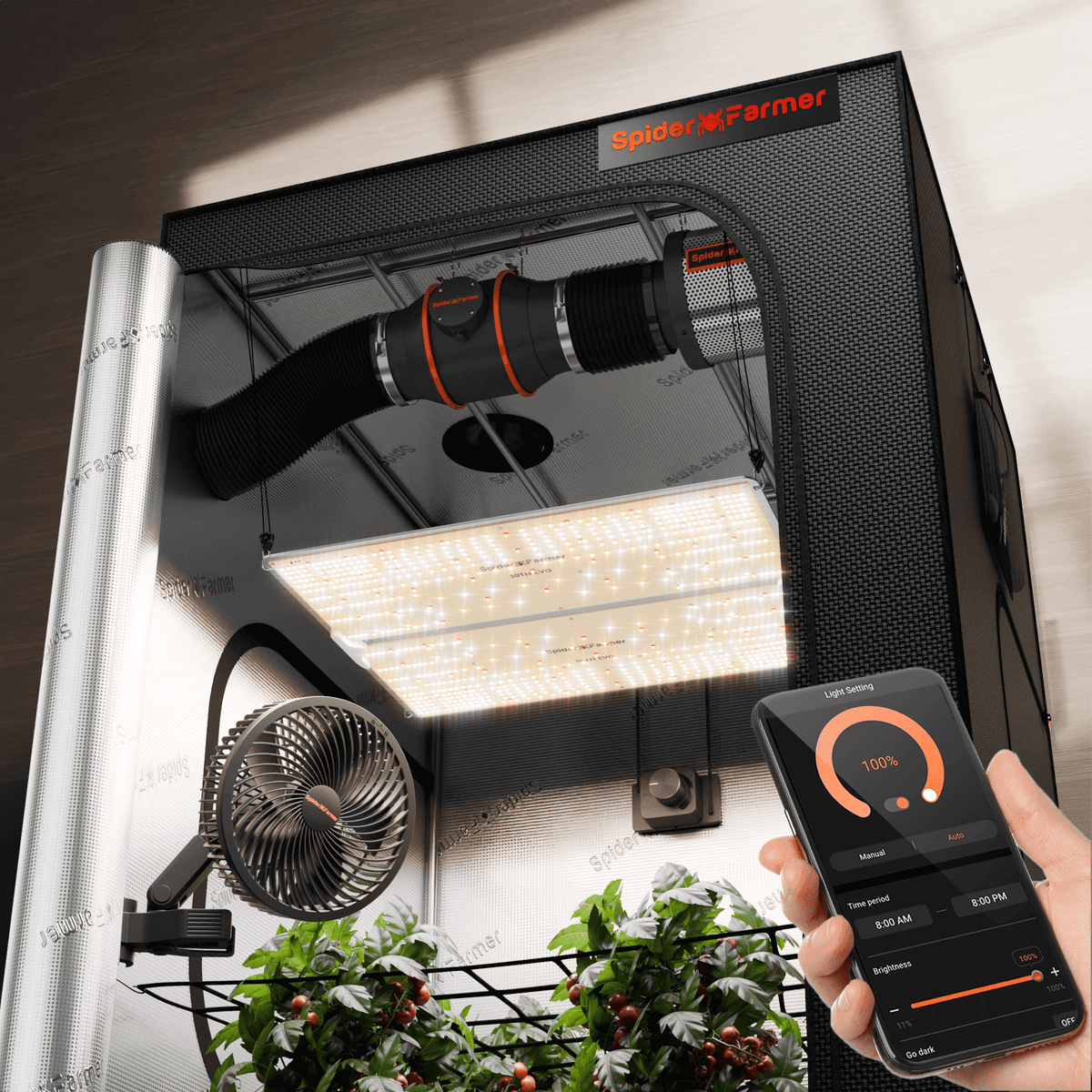 Spider Farmer SF4000 301H EVO LED Kit - Complete Grow Tent with Ventilation