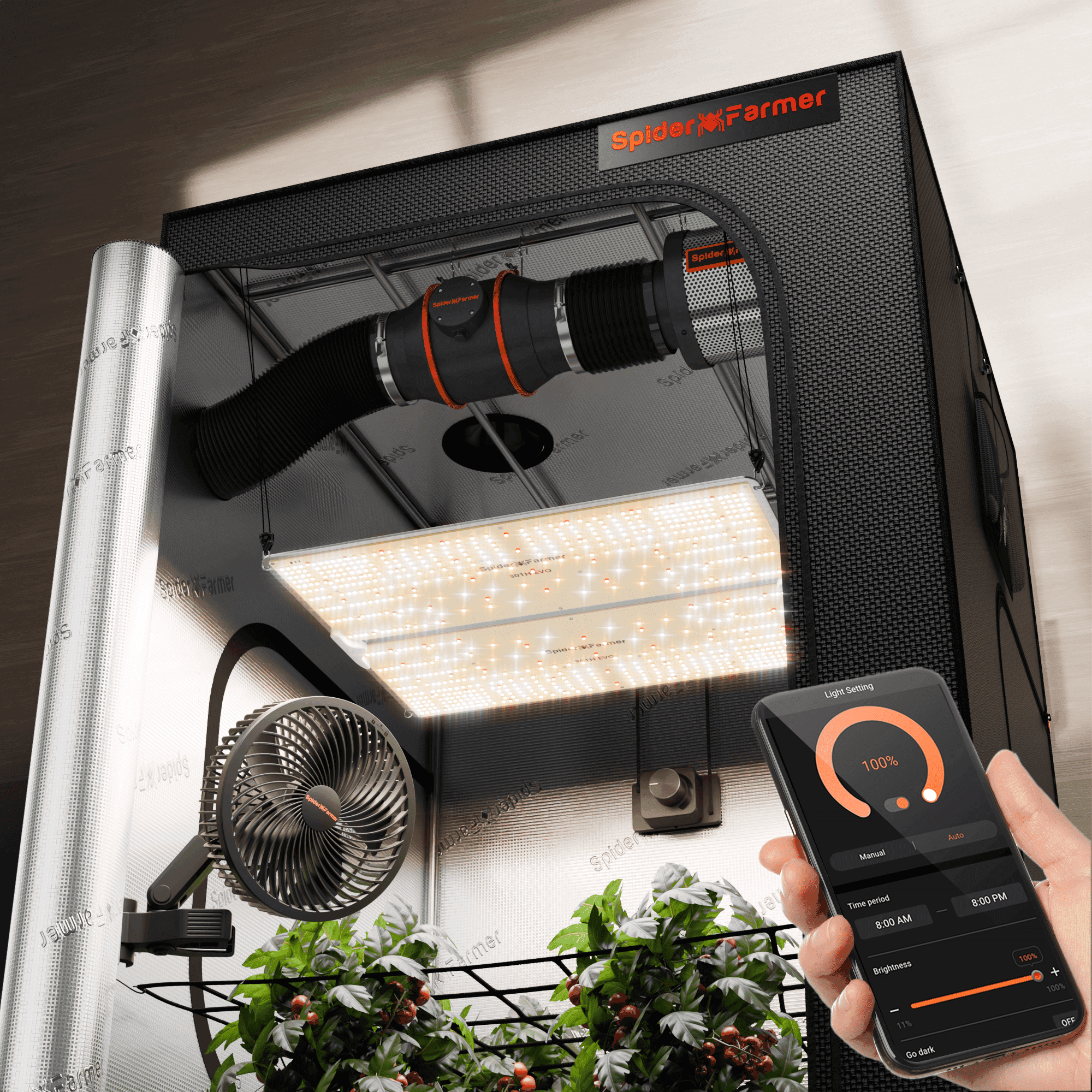 Spider Farmer SF4000 450W LED Kweeklamp - Complete Kweek Tent Kit - 1