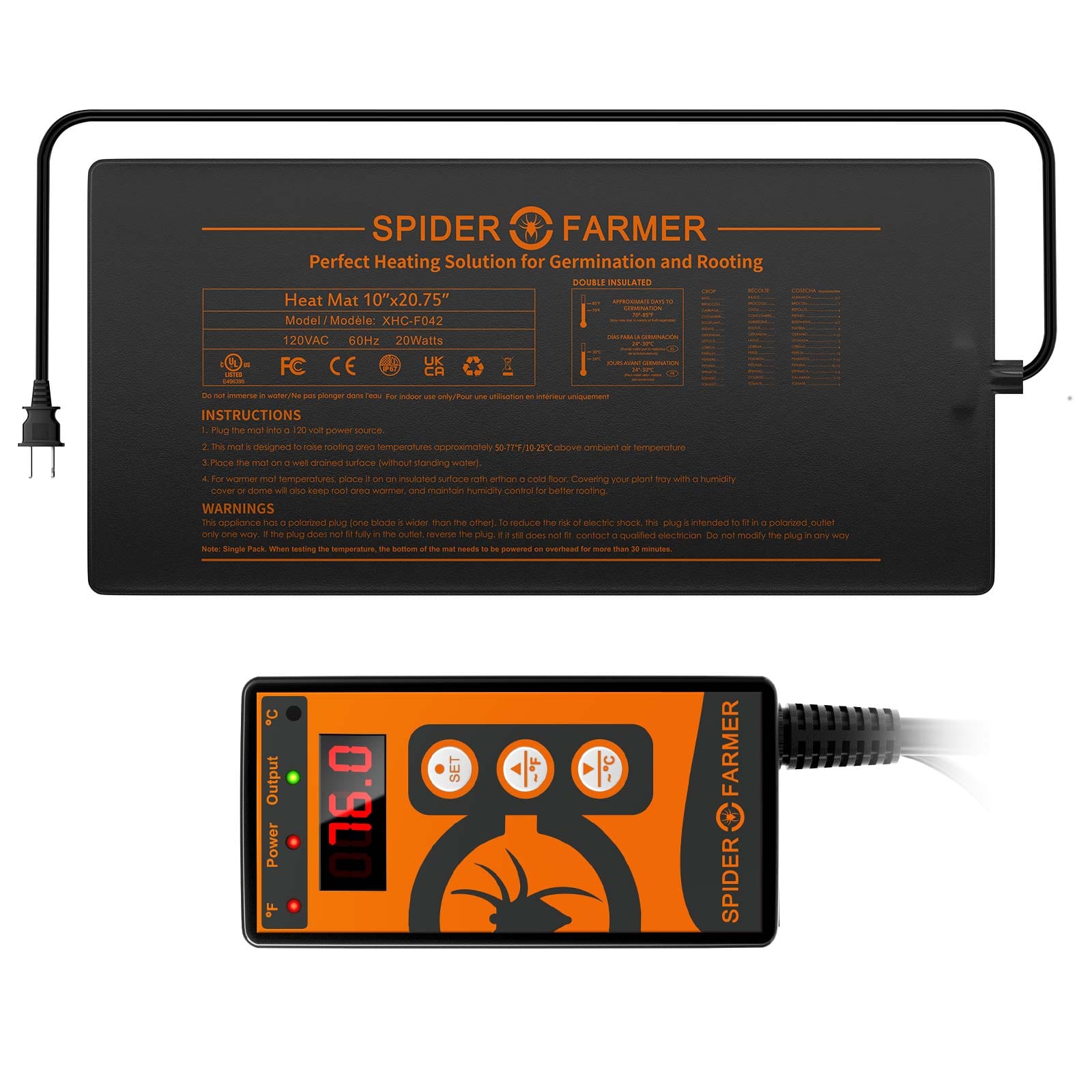 Spider Farmer 25x52cm Covor Termic - Germinare Rapidă & Suport pentru Rădăcini