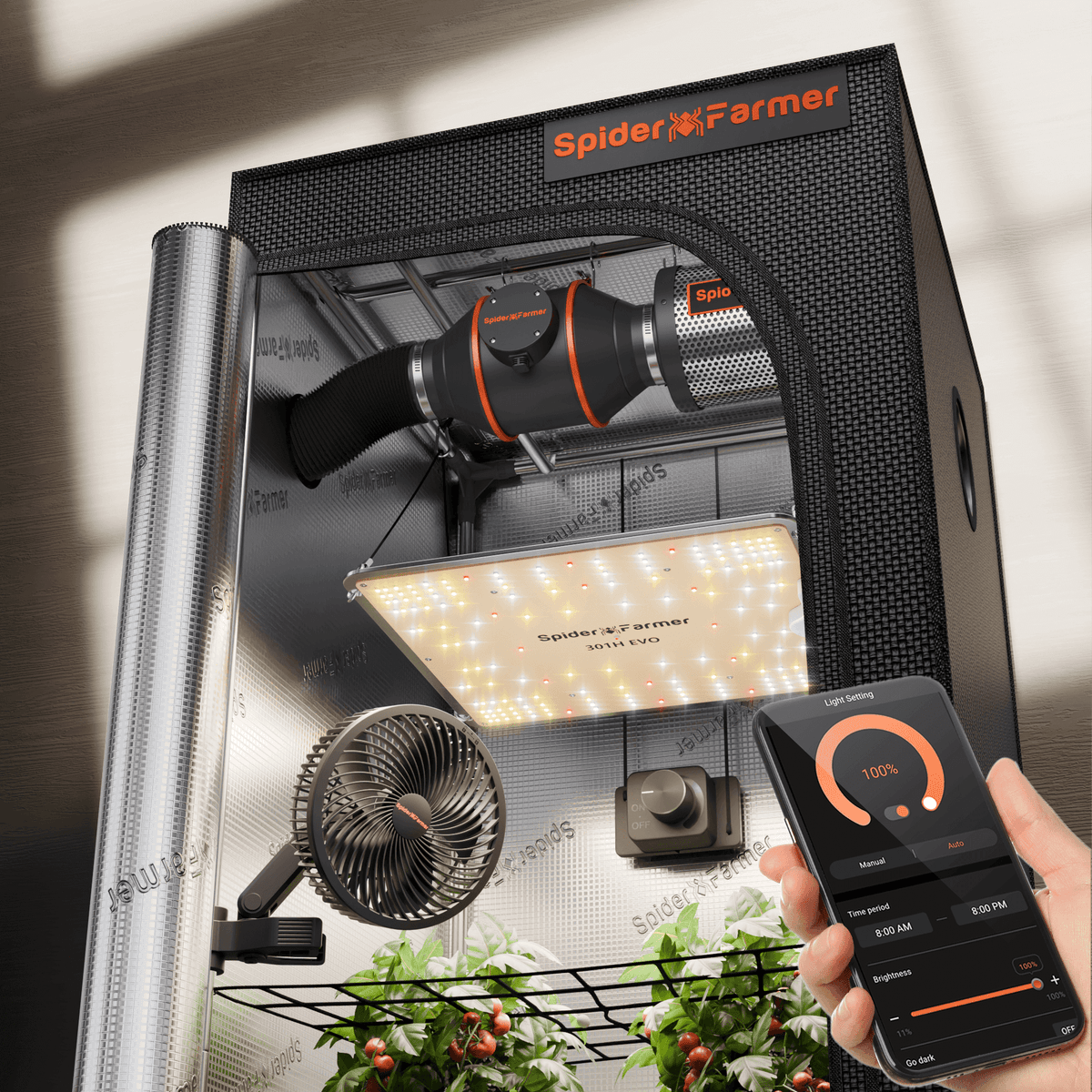 Spider Farmer 70x70x160cm Grow Box Set SF1000 - Complete Indoor Growing Solution