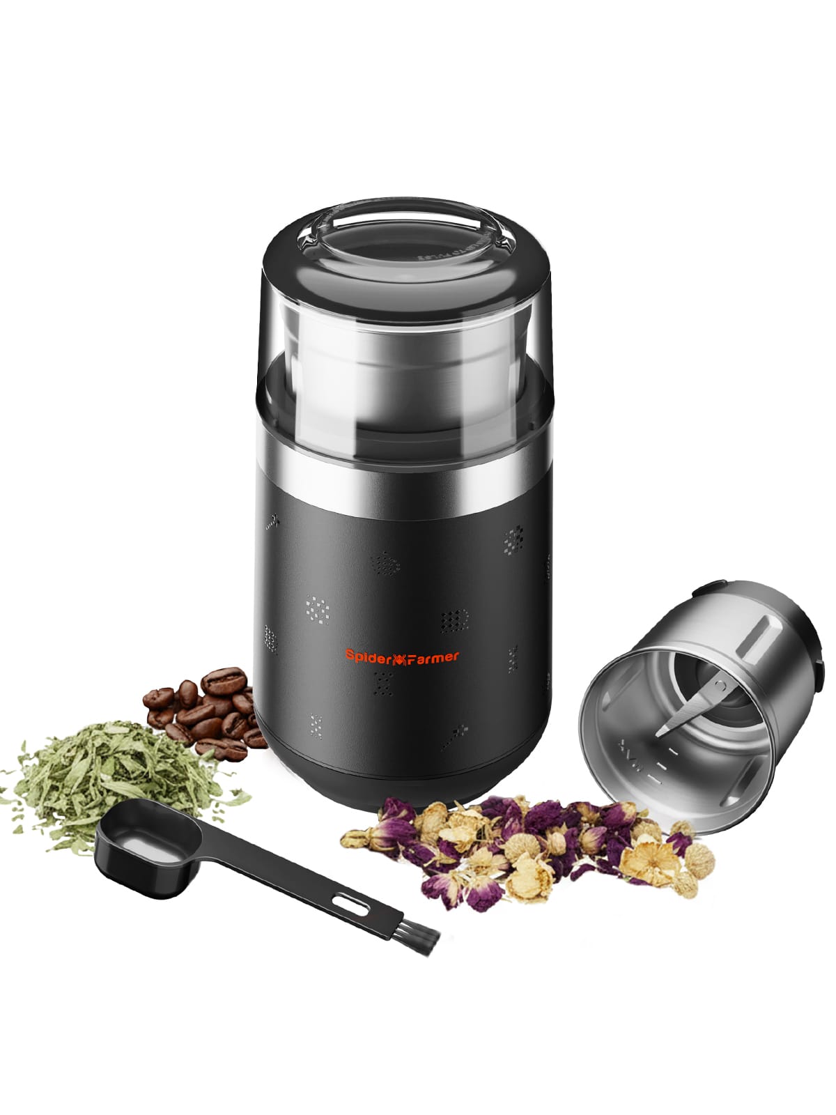Moedor Elétrico Spider Farmer SF-Grinder-Pro 150W para Ervas e Especiarias - Moagem Eficiente e Limpeza Fácil