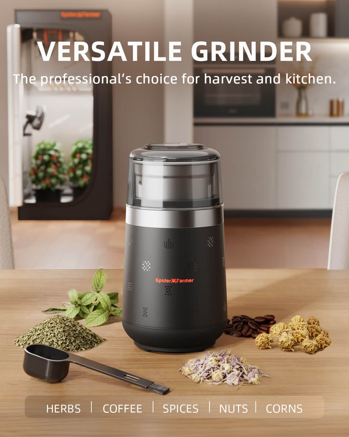 Moedor Elétrico Spider Farmer SF-Grinder-Pro 150W para Ervas e Especiarias - Moagem Eficiente e Limpeza Fácil - 2