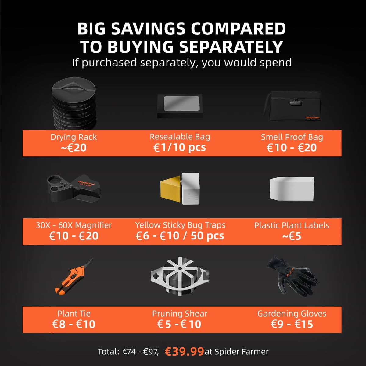 Spider Farmer 9-in-1 - Työkalupakki - Oleellinen setti sisätilojen puutarhanhoitoon - 2