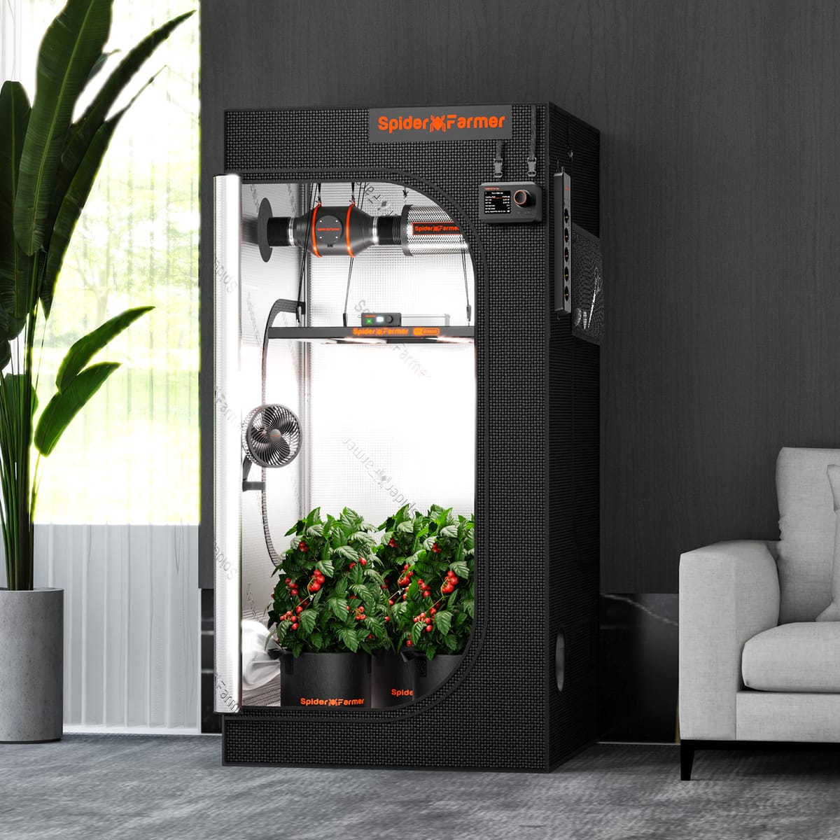 Spider Farmer 90x90x180cm Σκηνή Καλλιέργειας - Υψηλή Αντανάκλαση για Βέλτιστη Ανάπτυξη - 5