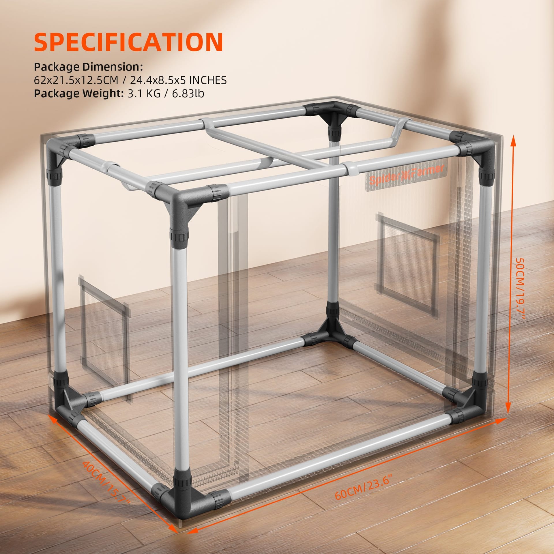 Spider Farmer 60x40x50cm Notranji Raste šotor - Ultra-odbojen za zdravo rast - 7