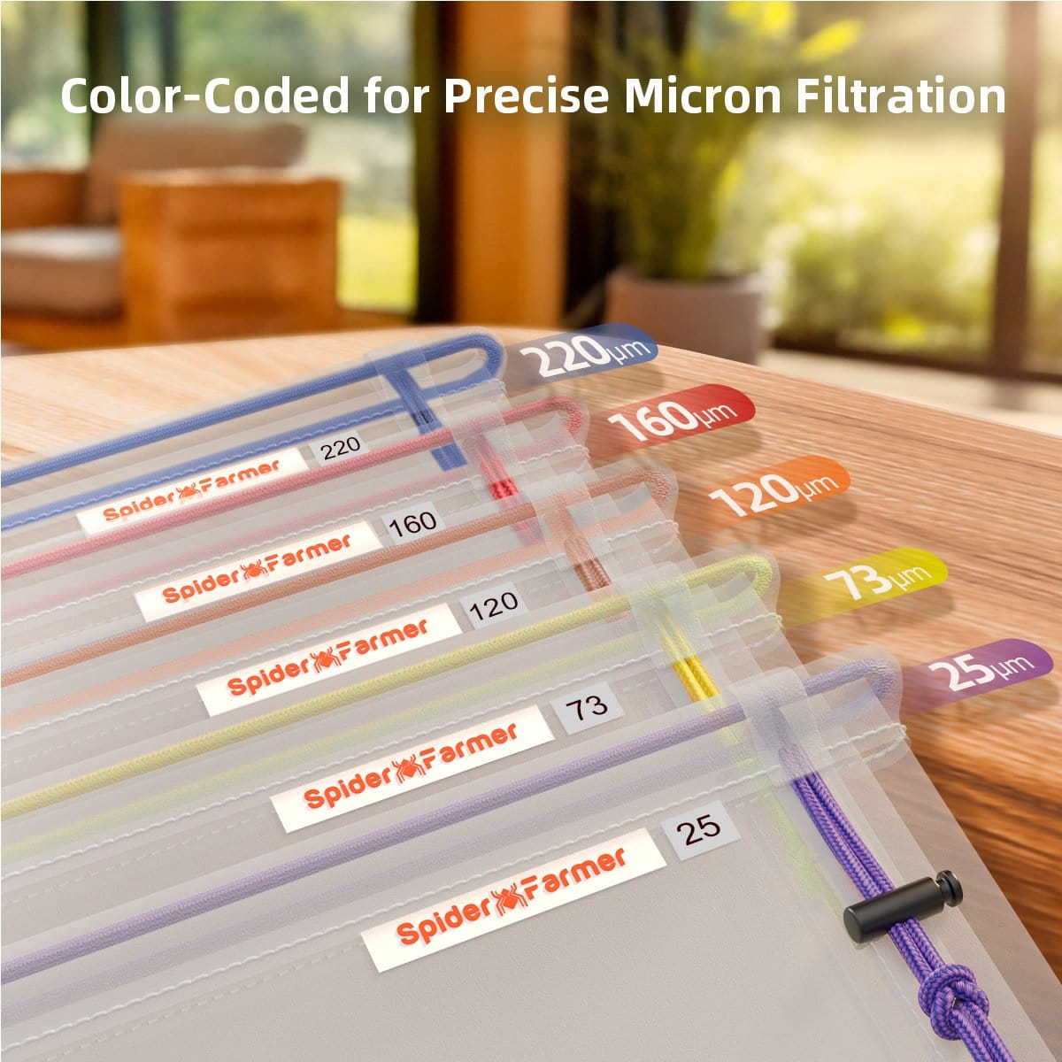 Spider Farmer 5-Pack Sacos de Bolhas Reutilizáveis de Malha Total de 5 Galões - Filtragem Premium para Hidroponia - 3