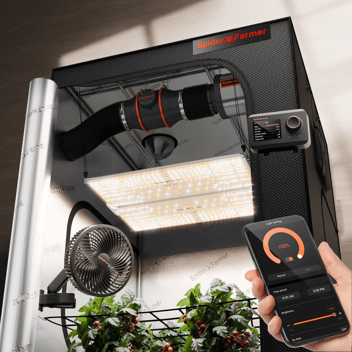 Spider Farmer SF4000 450W LED Grow Light - Complete 120x120 Grow Tent Kit