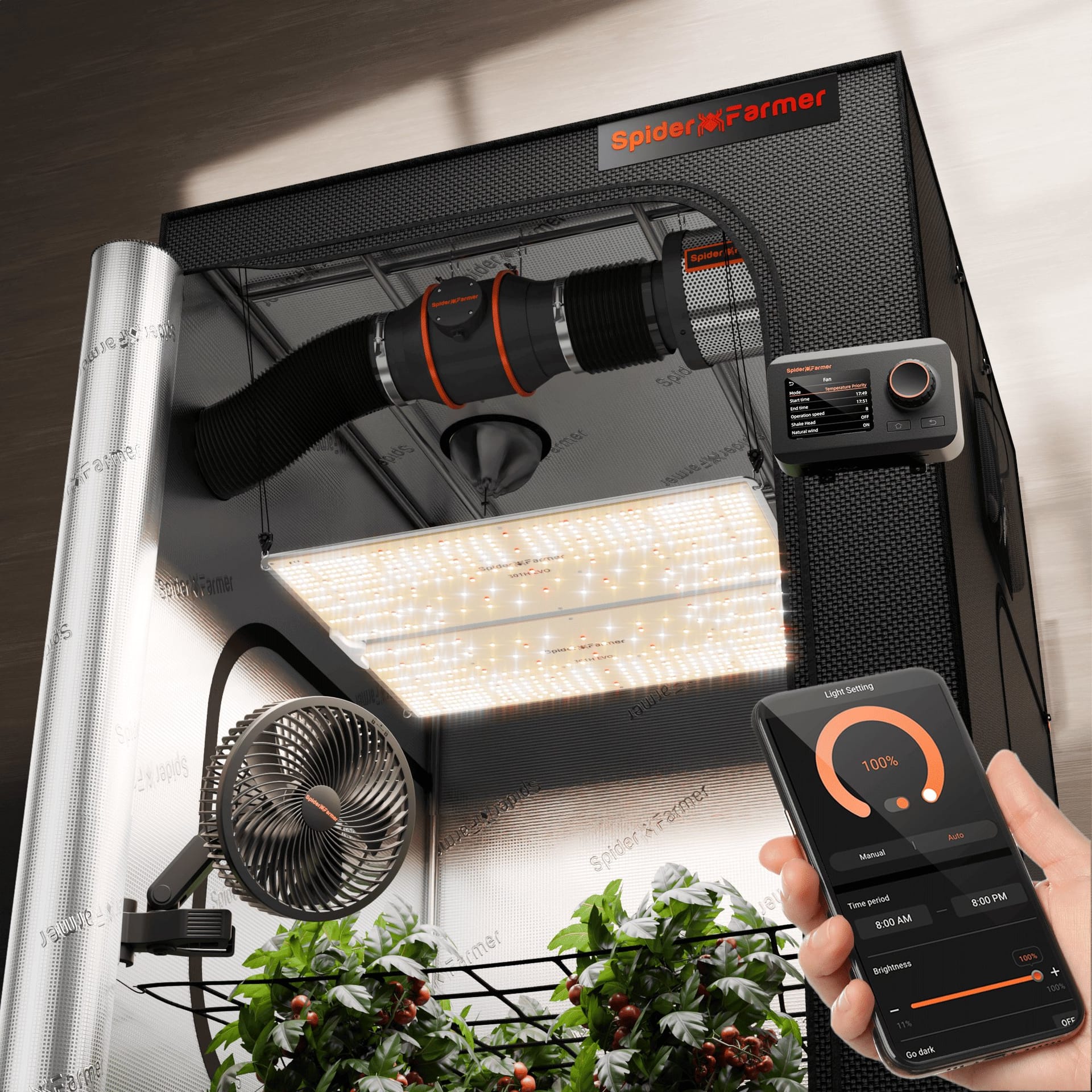 Spider Farmer SF4000 450W LED lampa do uprawy - Complete 120x120 zestaw namiotu uprawowego