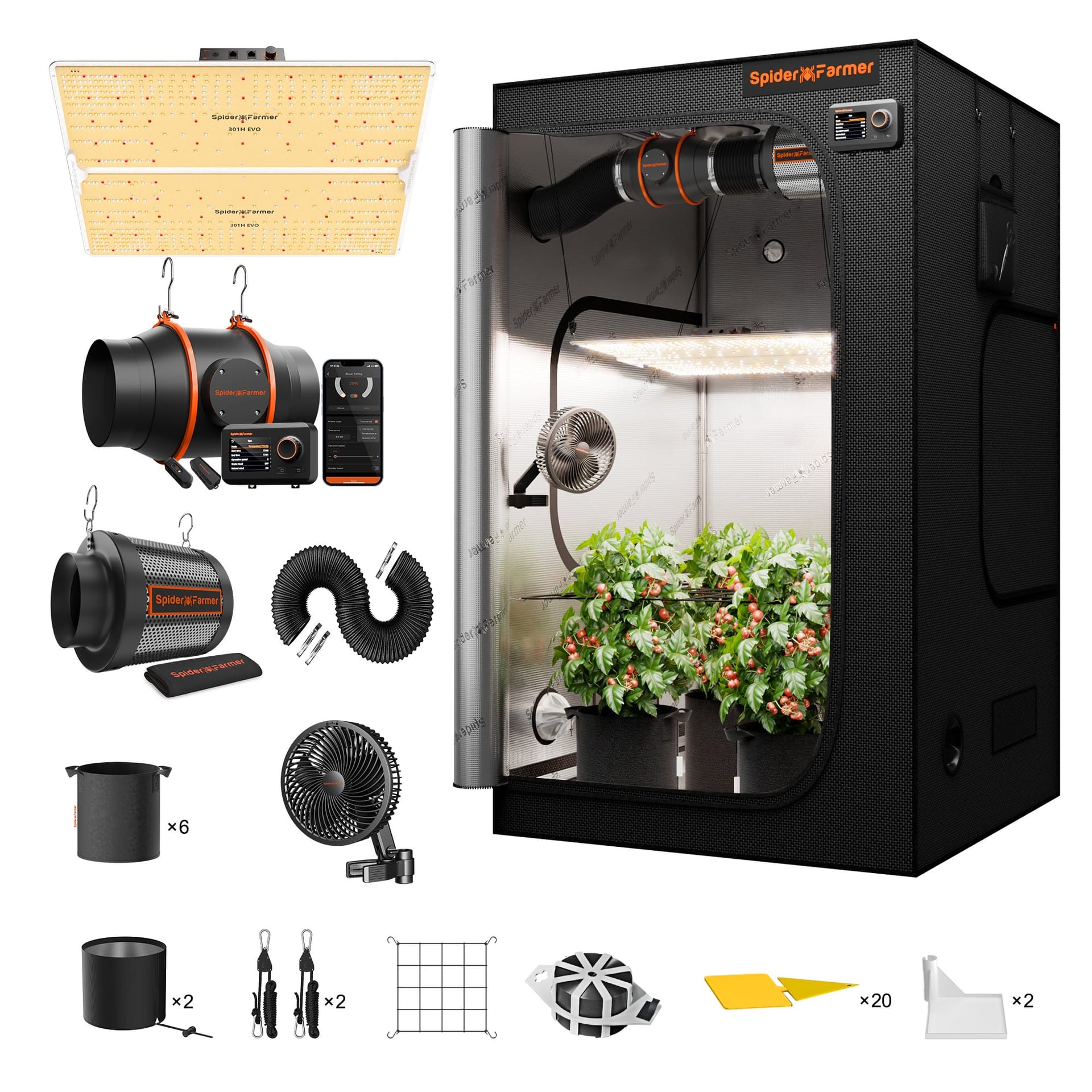 Spider Farmer SF4000 450W LED lampa do uprawy - Complete 120x120 zestaw namiotu uprawowego - 4